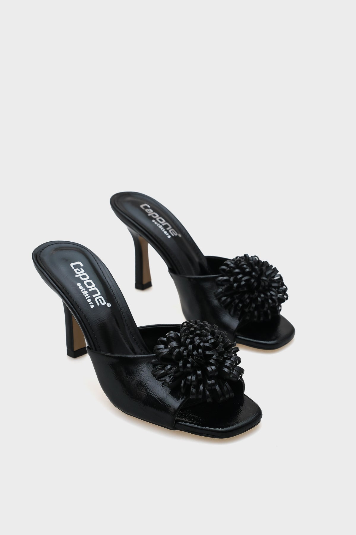 Lory Orta Topuklu Çiçekli Metalik Kadın Terlik