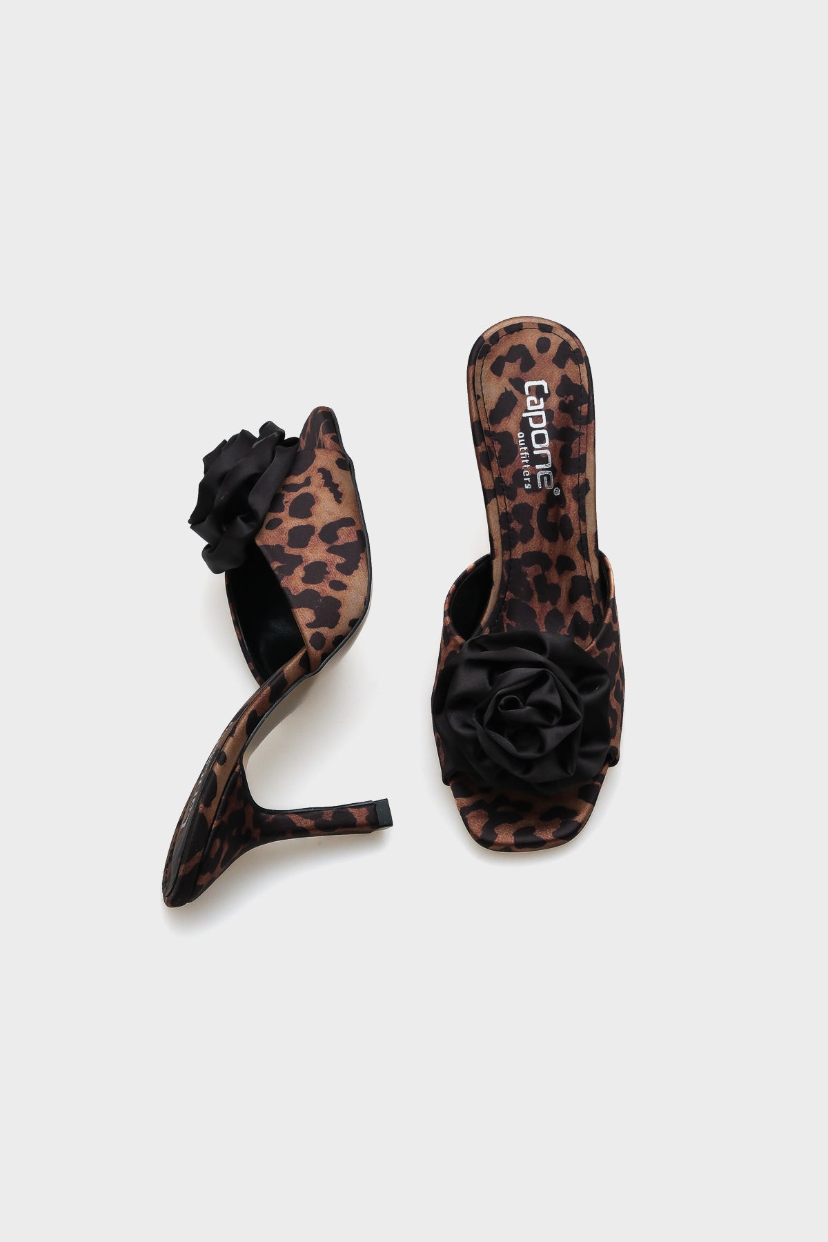 Lou Orta Topuklu Çiçekli Saten Kadın Terlik