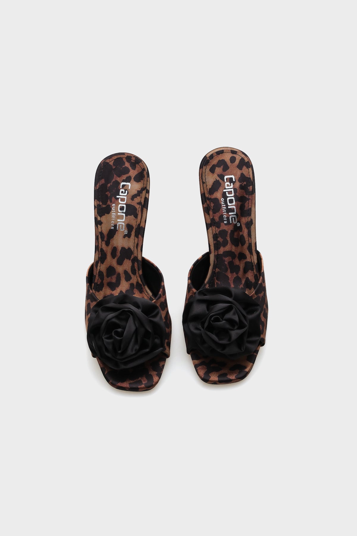 Lou Orta Topuklu Çiçekli Saten Kadın Terlik