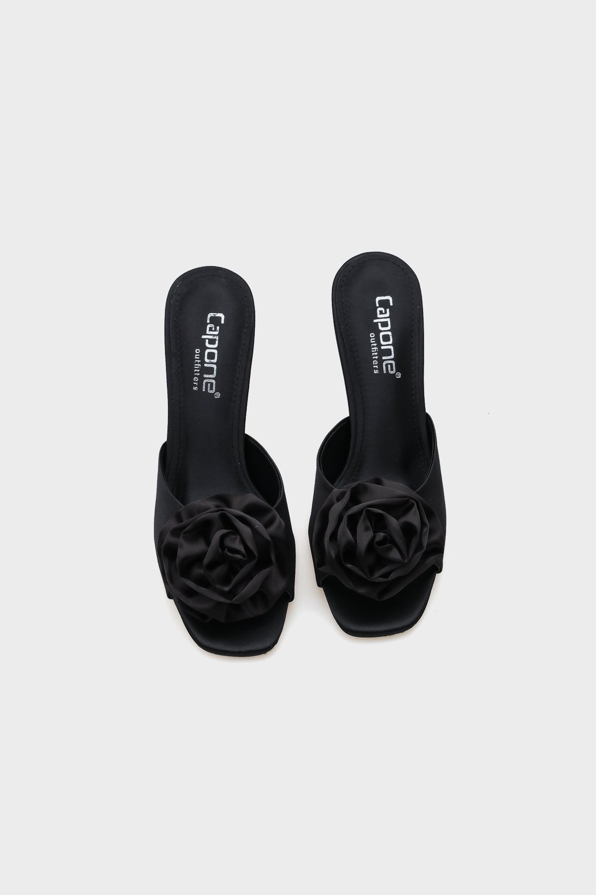 Lou Orta Topuklu Çiçekli Saten Kadın Terlik