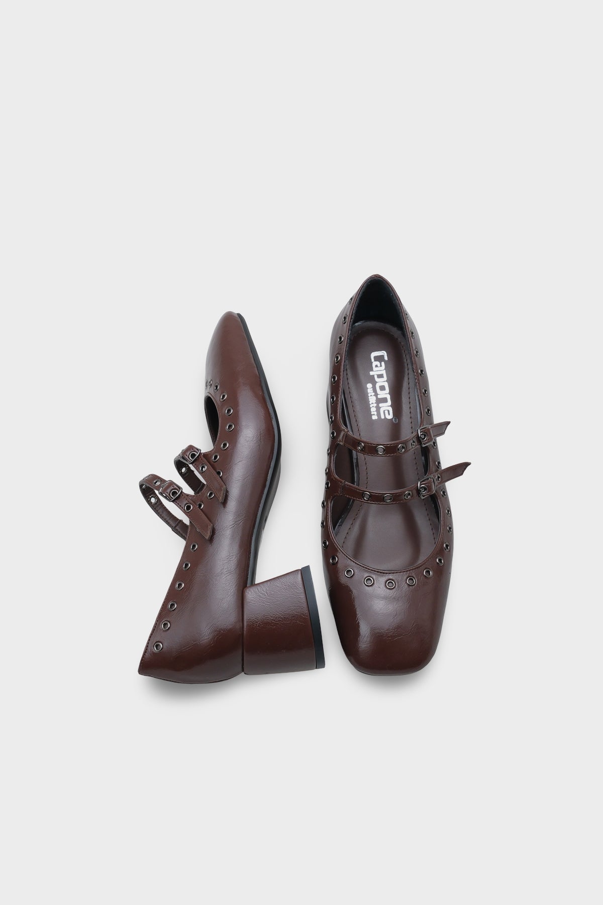 Sharona Orta Topuklu Bantlı Zımbalı Mary Jane Kadın Ayakkabı