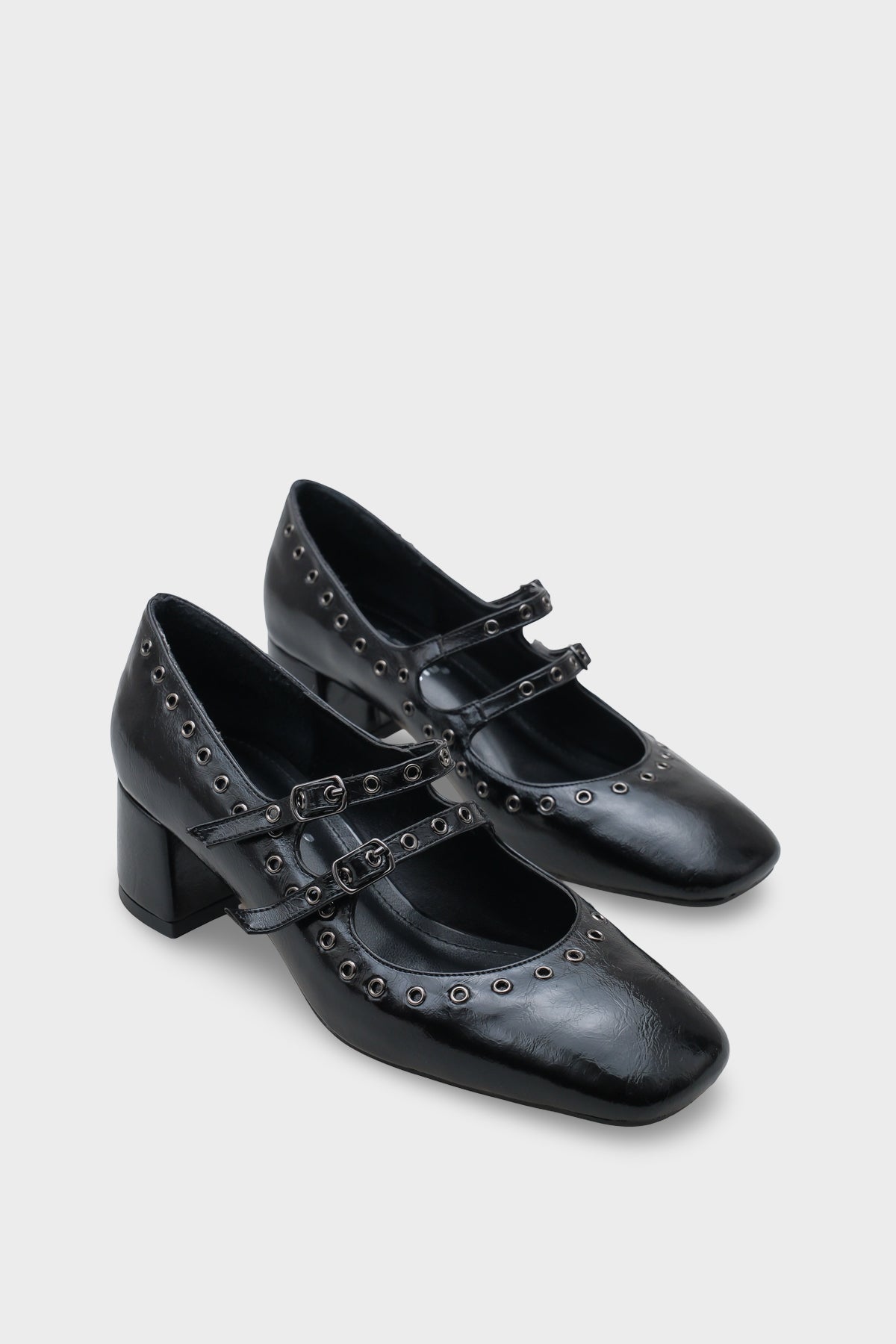 Sharona Orta Topuklu Bantlı Zımbalı Mary Jane Kadın Ayakkabı