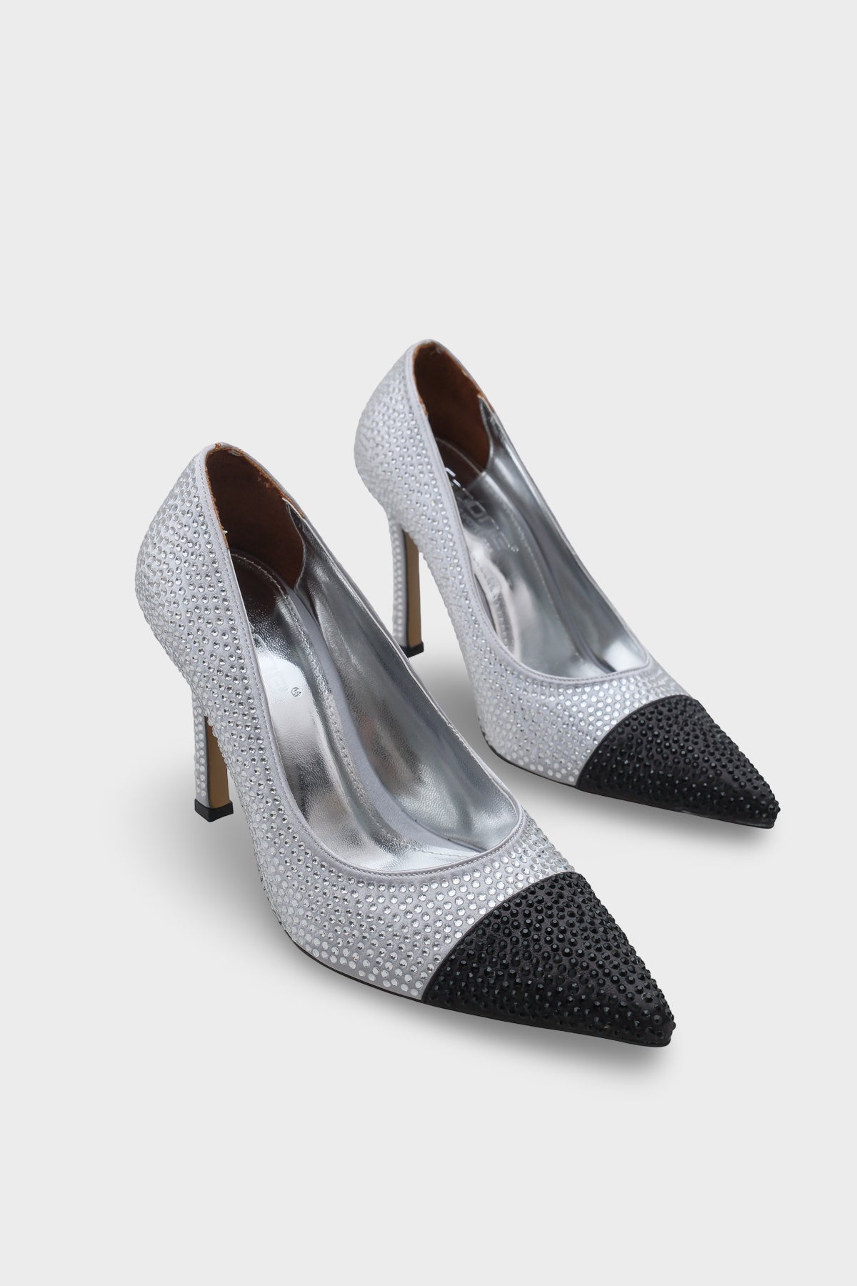 Mellissa  Taşlı Orta Topuklu Saten Abiye Stiletto