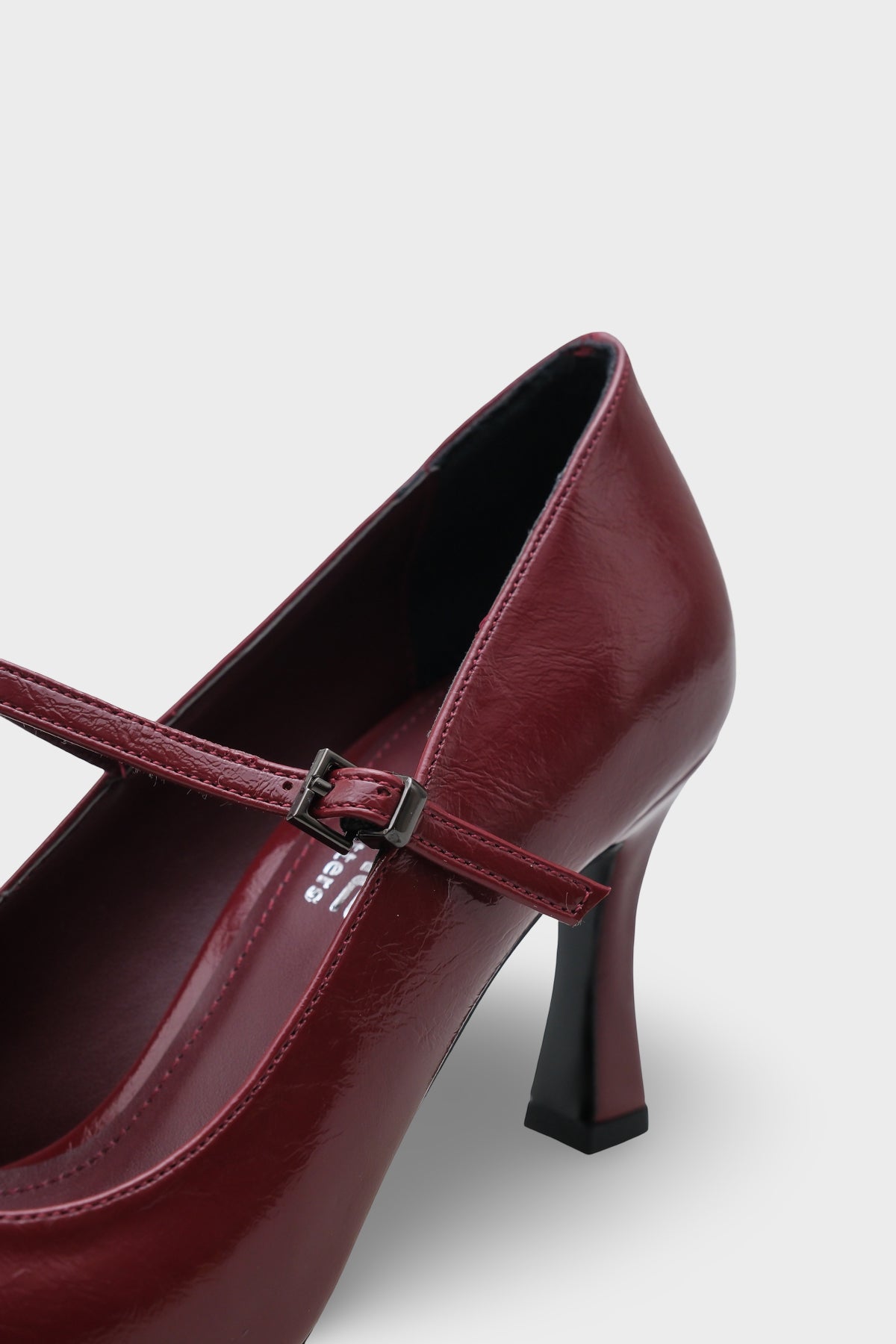 Leigh Sivri Metal Burunlu Orta Topuklu Rugan Görünümlü Kadın Ayakkabı