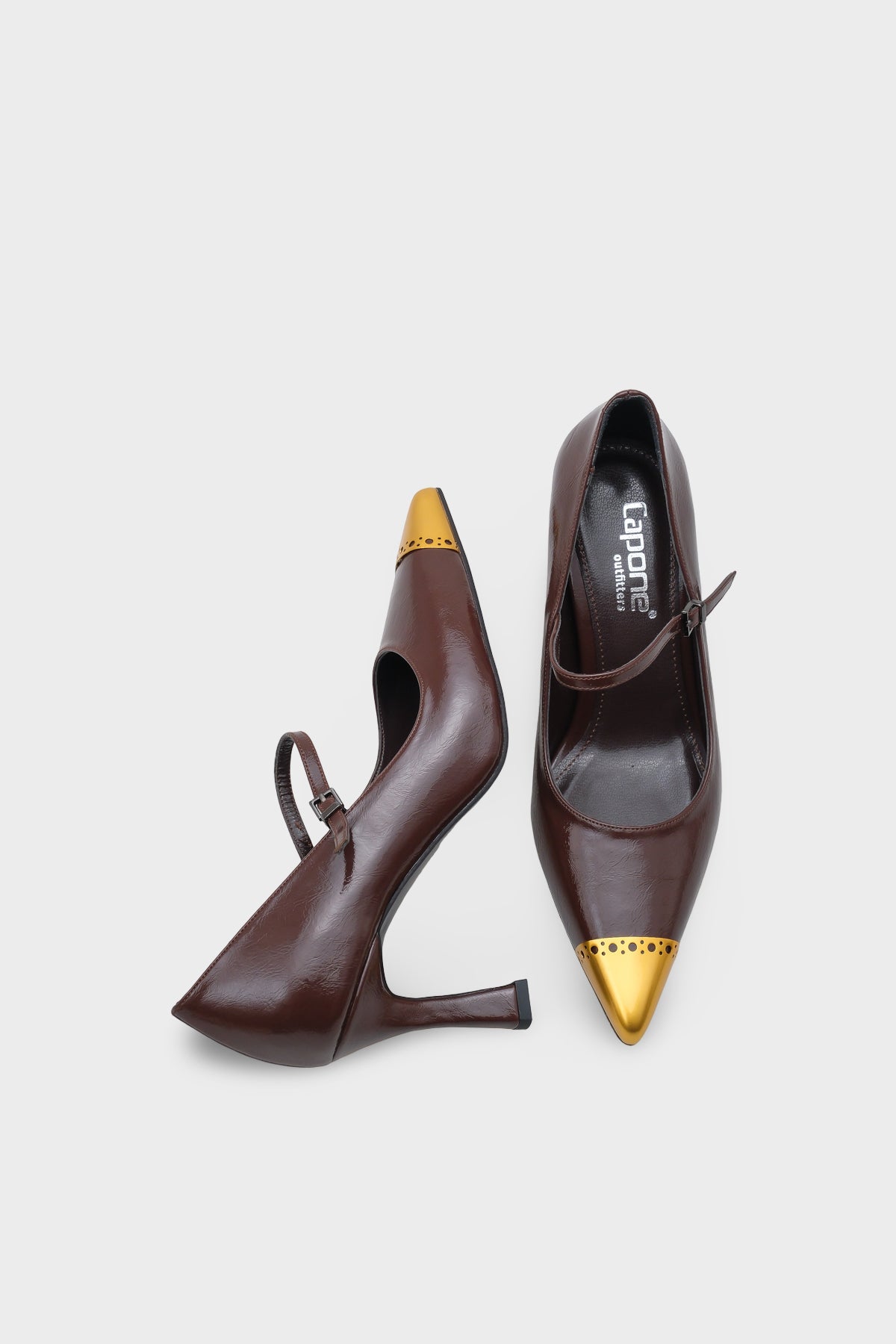 Leigh Sivri Metal Burunlu Orta Topuklu Rugan Görünümlü Kadın Ayakkabı