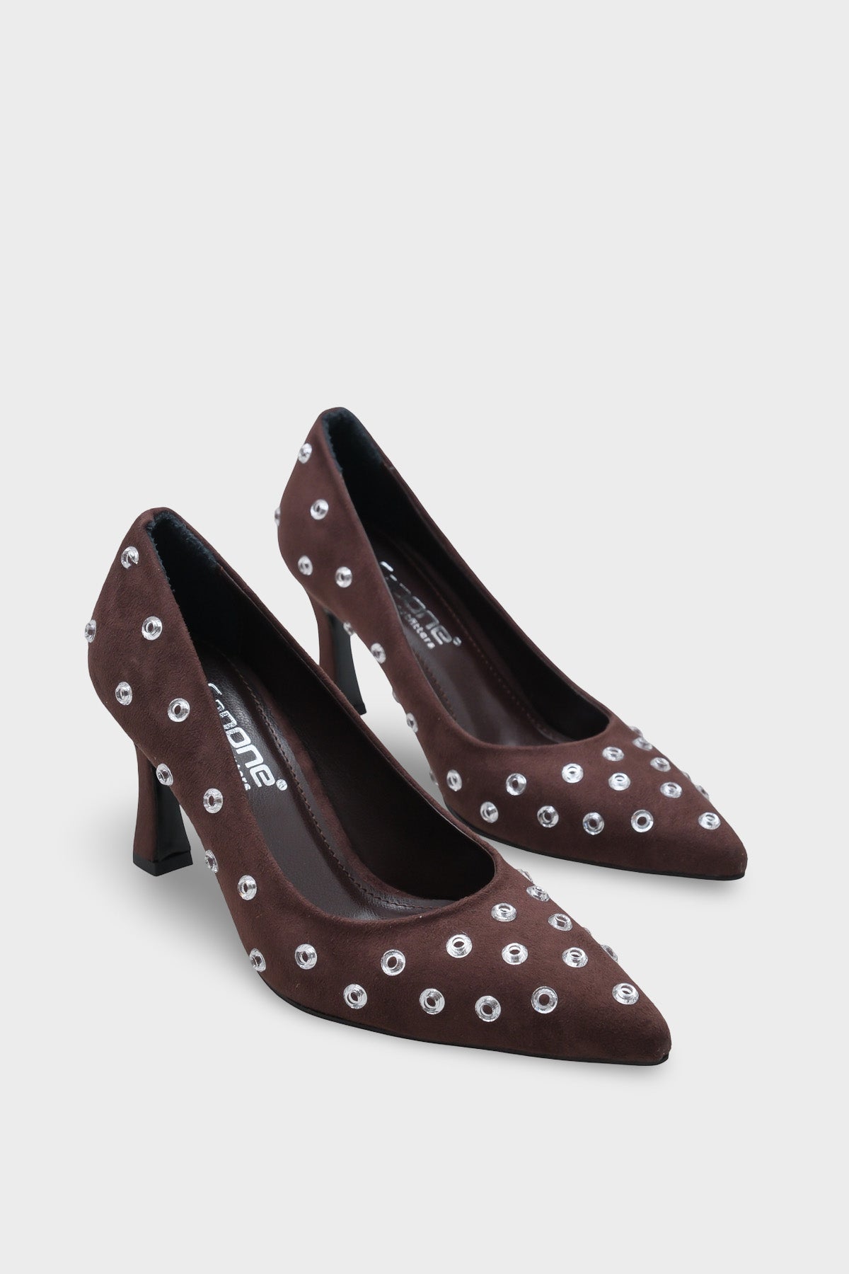 Emmya Orta Topuklu Zımbalı Kadife Stiletto