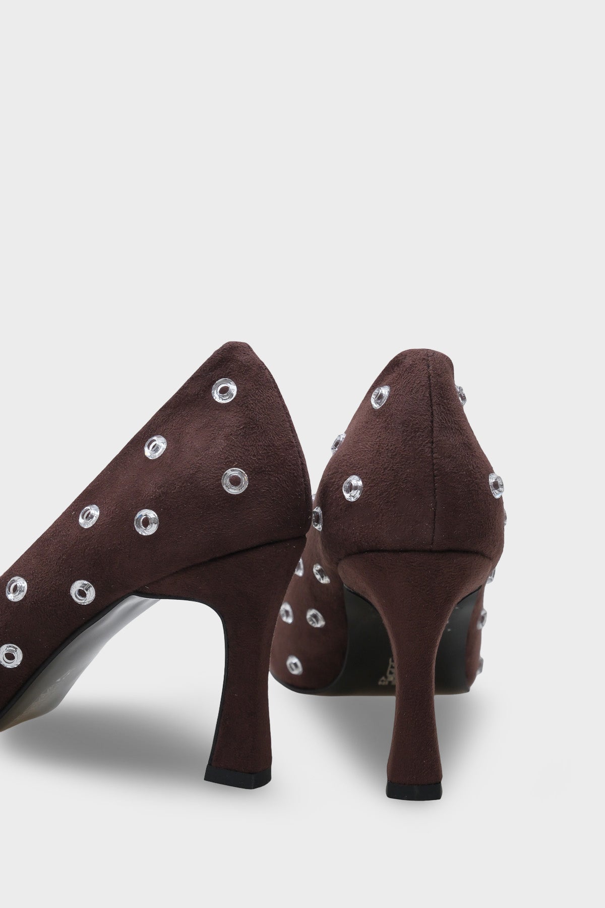 Emmya Orta Topuklu Zımbalı Kadife Stiletto