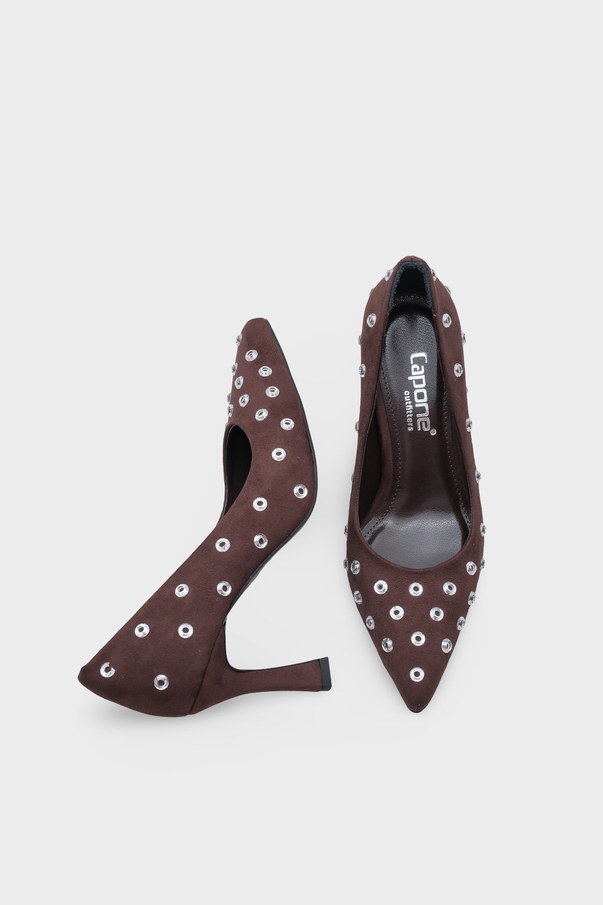 Emmya Orta Topuklu Zımbalı Kadife Stiletto