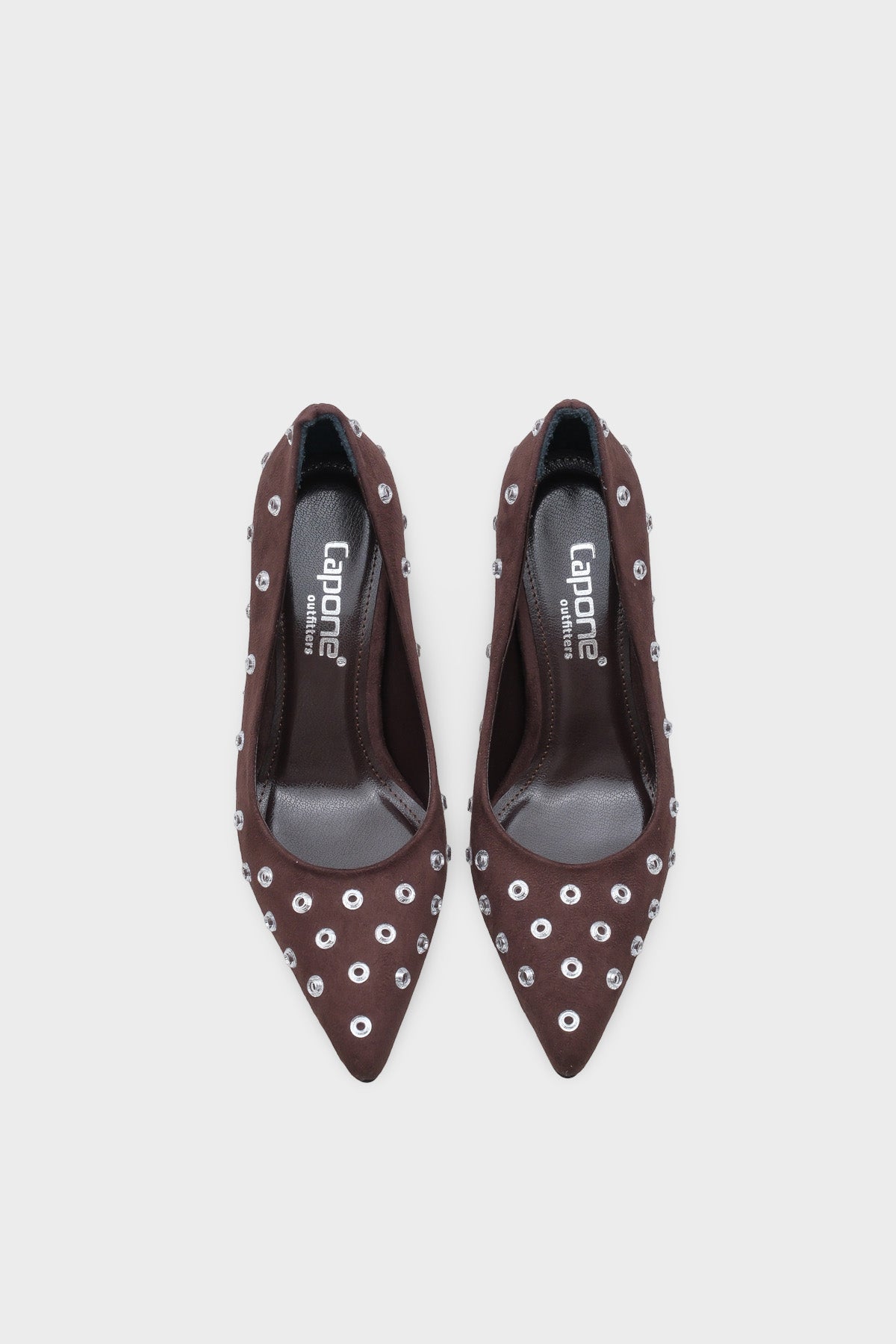 Emmya Orta Topuklu Zımbalı Kadife Stiletto