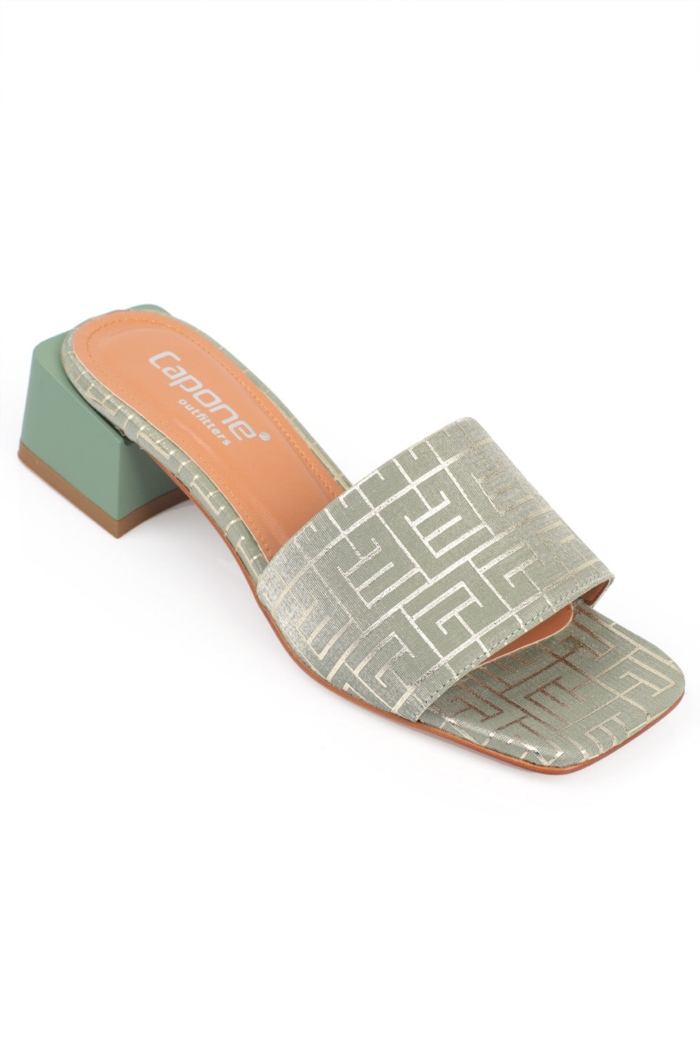 Cathleen  Küt Burunlu Orta Topuklu Saten Kadın Terlik