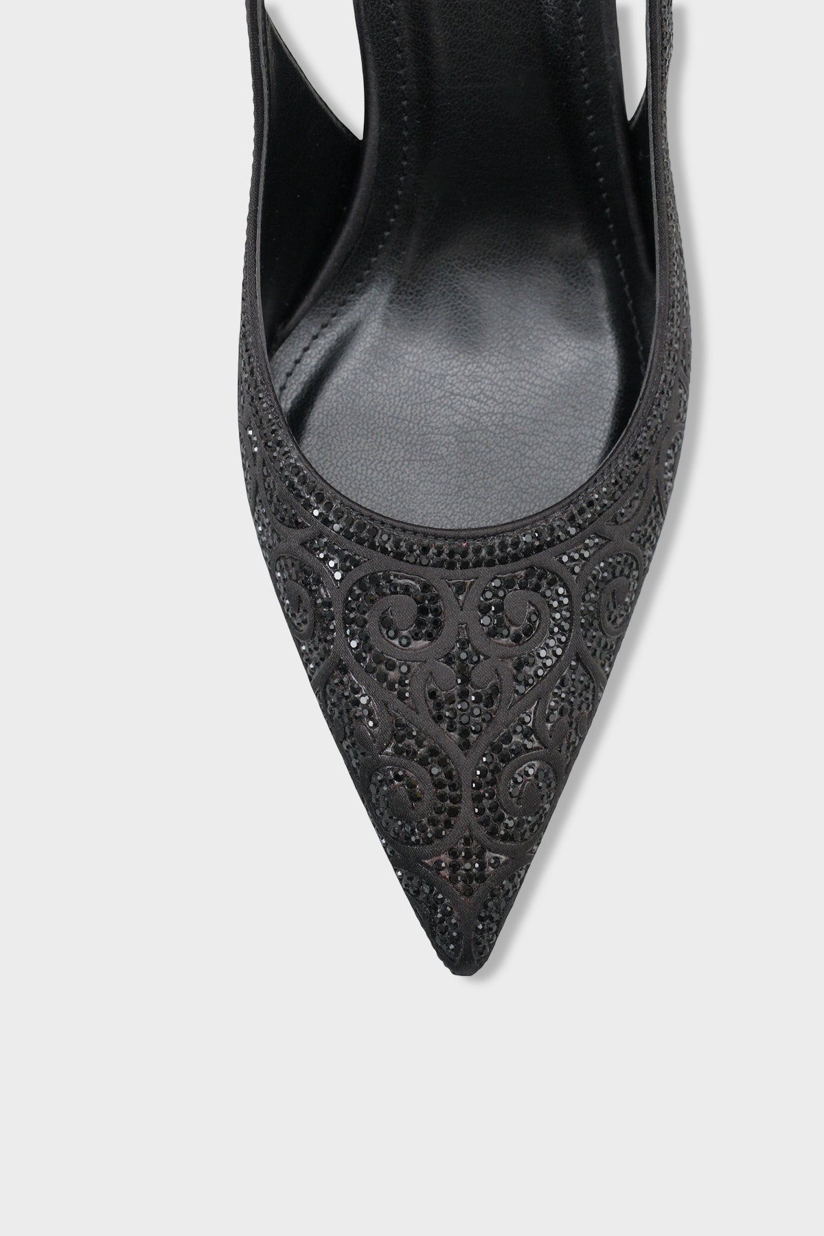 Melony Orta Topuklu Taşlı Arkası Açık Saten Kadın Ayakkabı