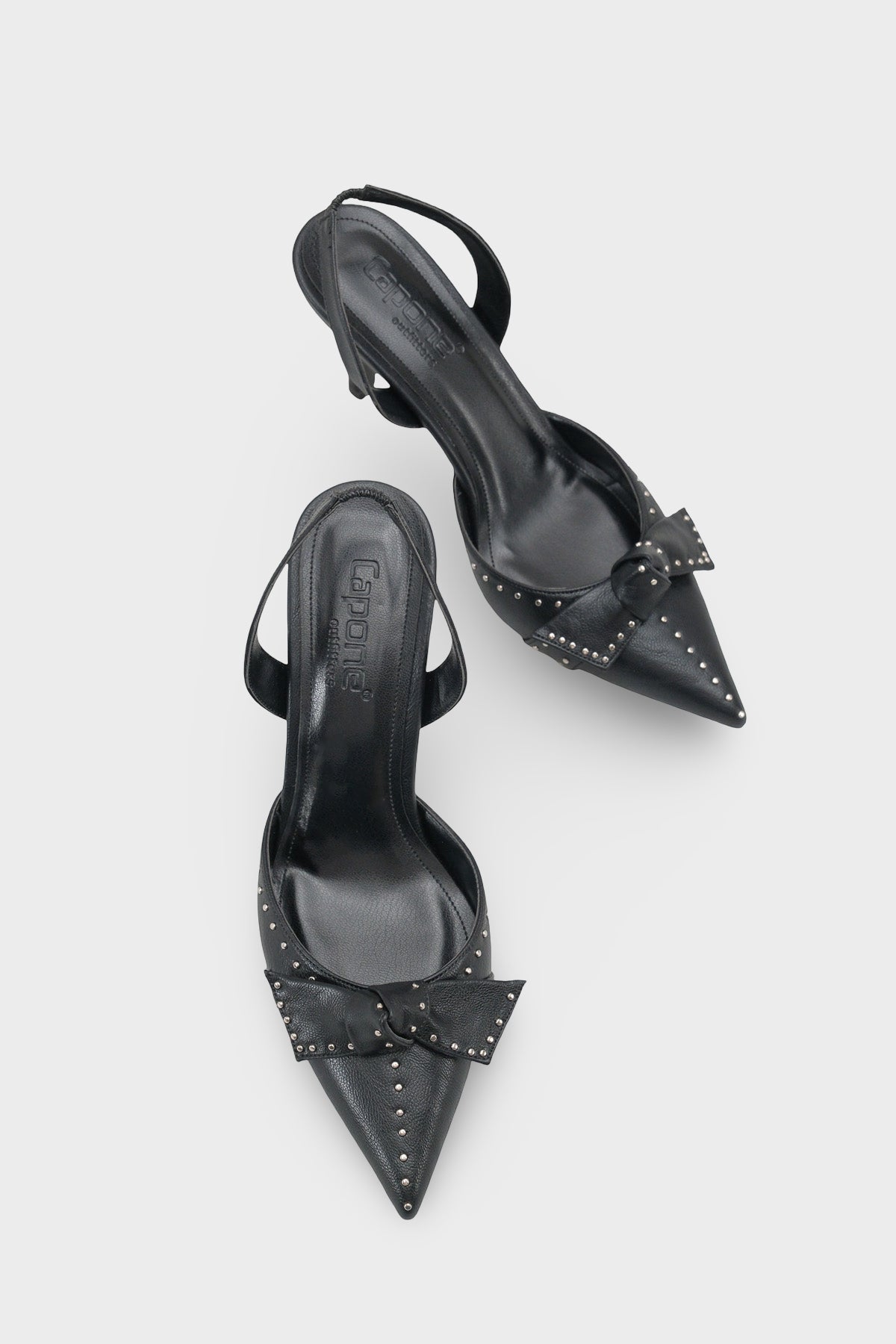 Gisela Orta Topuklu Metal Zımbalı Fiyonklu Arkası Açık Kadın Ayakkabı