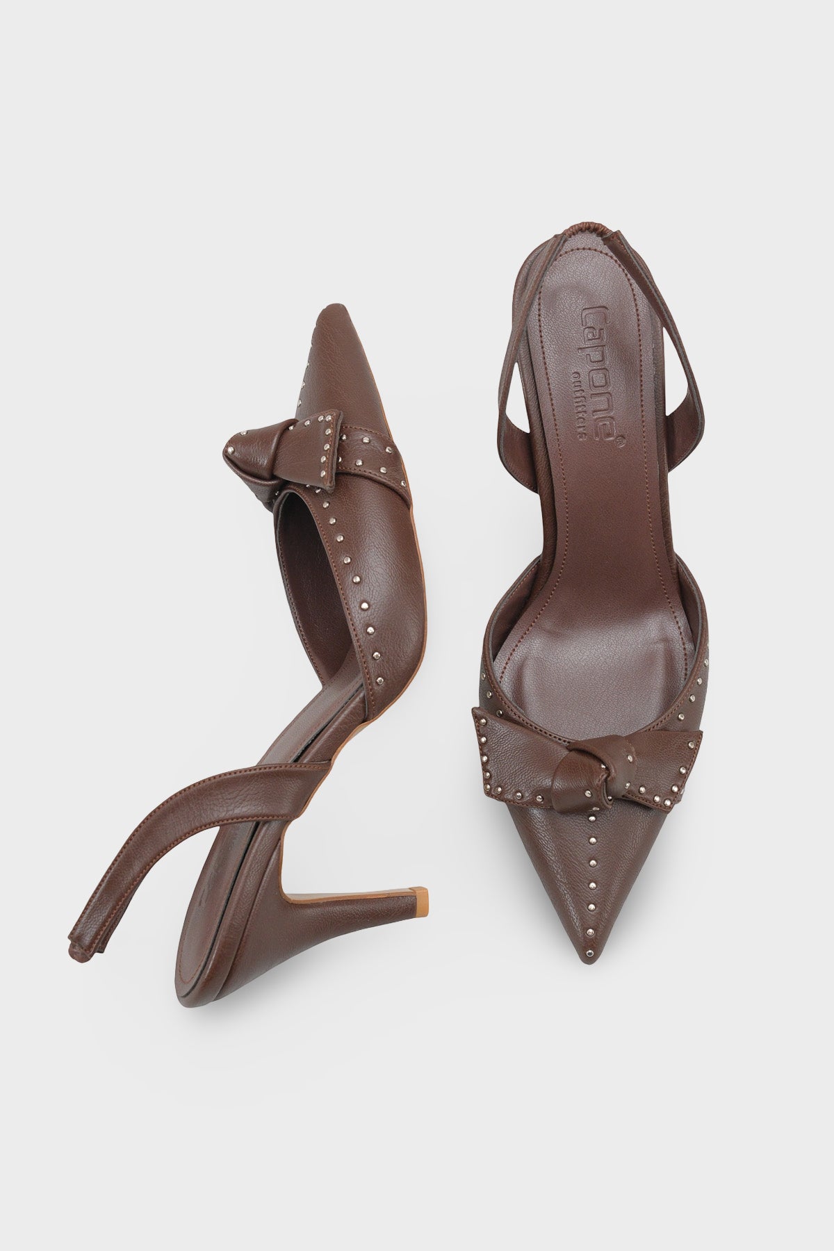 Gisela Orta Topuklu Metal Zımbalı Fiyonklu Arkası Açık Kadın Ayakkabı