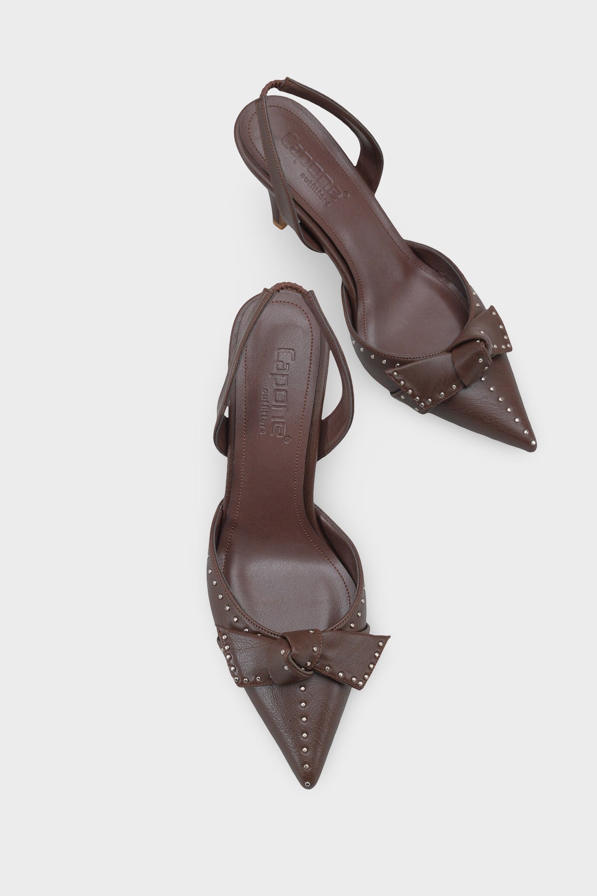 Gisela Orta Topuklu Metal Zımbalı Fiyonklu Arkası Açık Kadın Ayakkabı