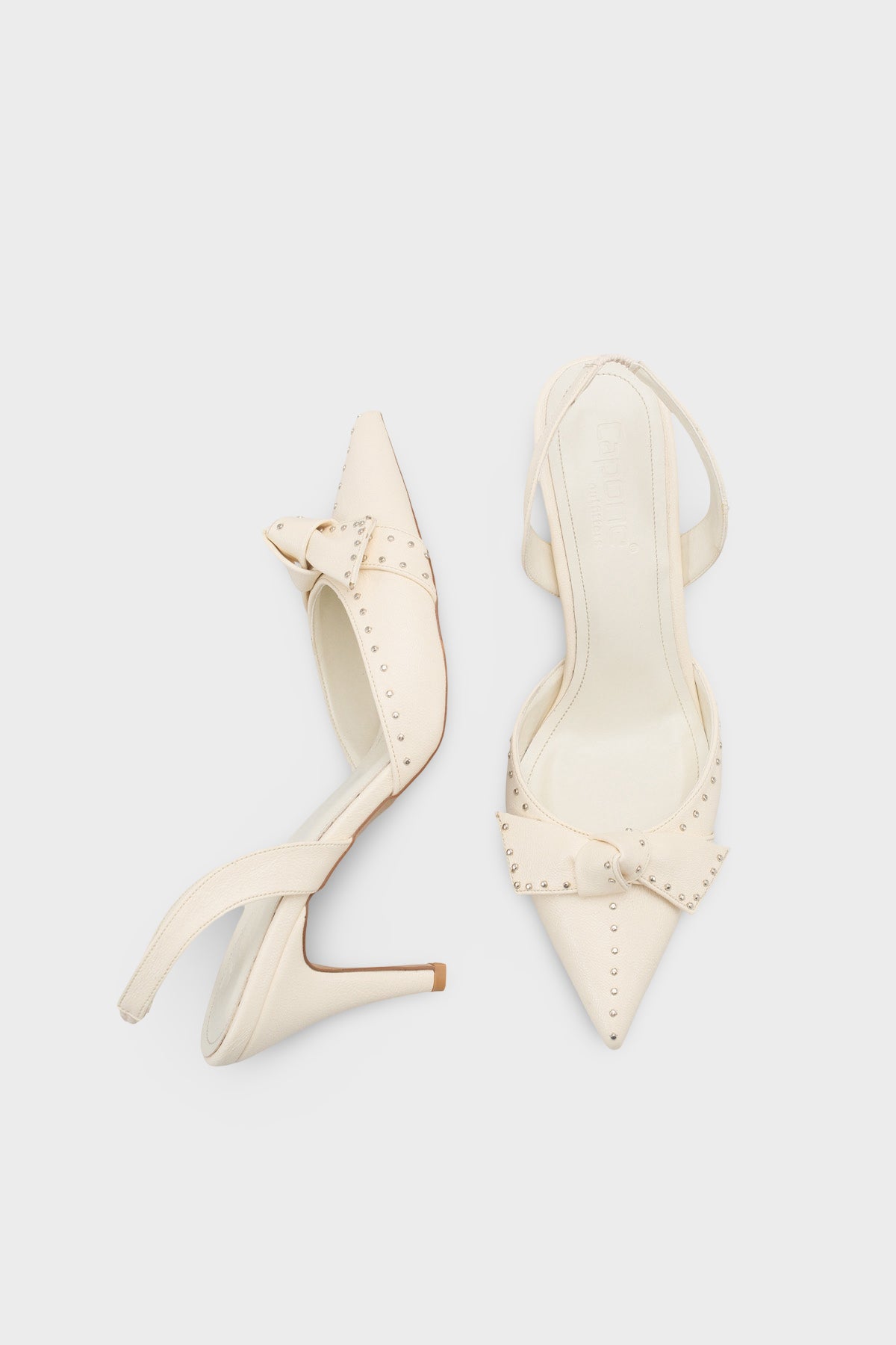 Gisela Orta Topuklu Metal Zımbalı Fiyonklu Arkası Açık Kadın Ayakkabı