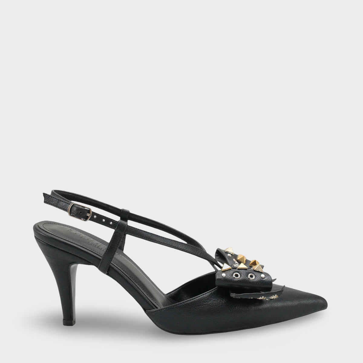 Nancie Orta Topuklu Metal Zımbalı Fiyonklu Arkası Açık Kadın Ayakkabı