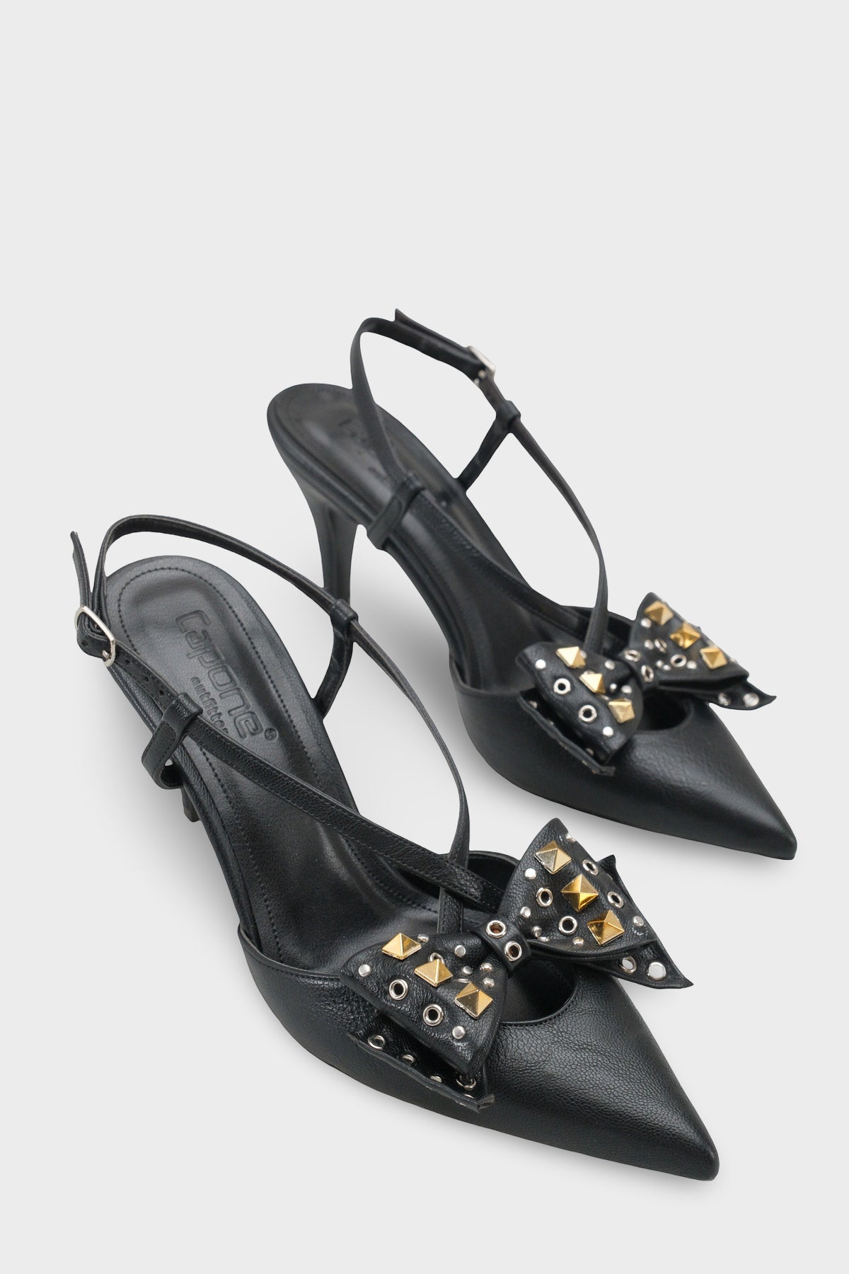 Nancie Orta Topuklu Metal Zımbalı Fiyonklu Arkası Açık Kadın Ayakkabı