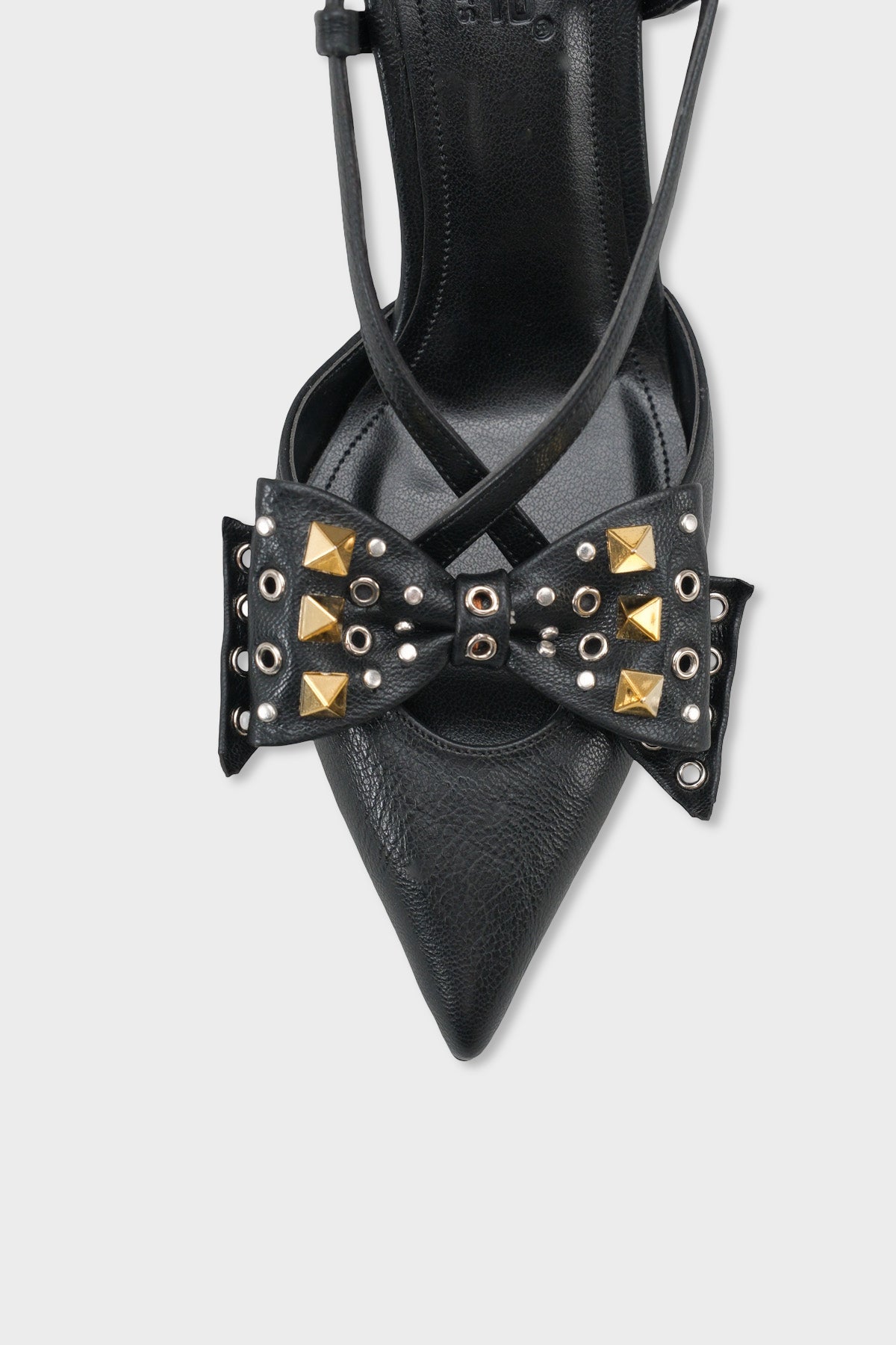 Nancie Orta Topuklu Metal Zımbalı Fiyonklu Arkası Açık Kadın Ayakkabı