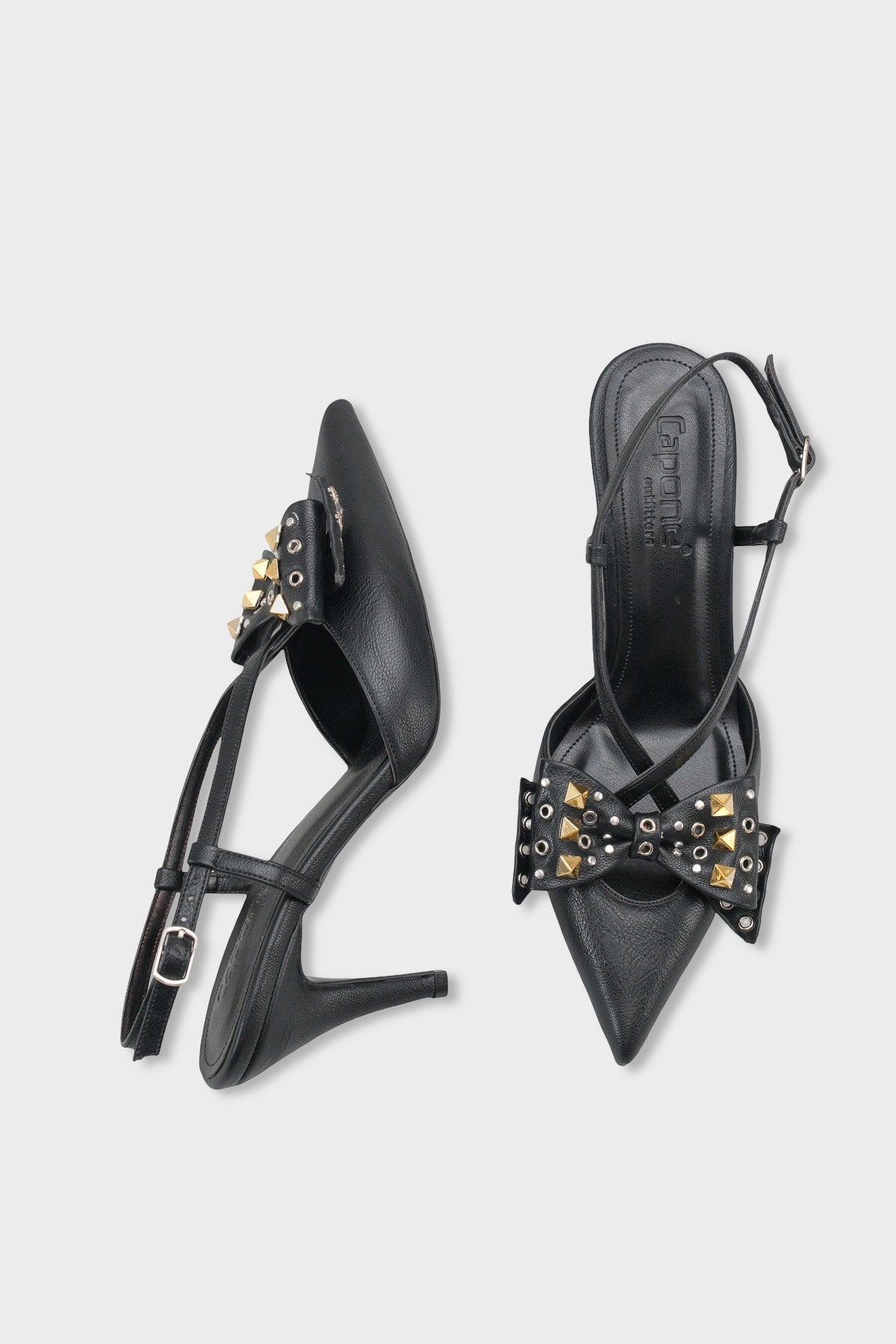 Nancie Orta Topuklu Metal Zımbalı Fiyonklu Arkası Açık Kadın Ayakkabı