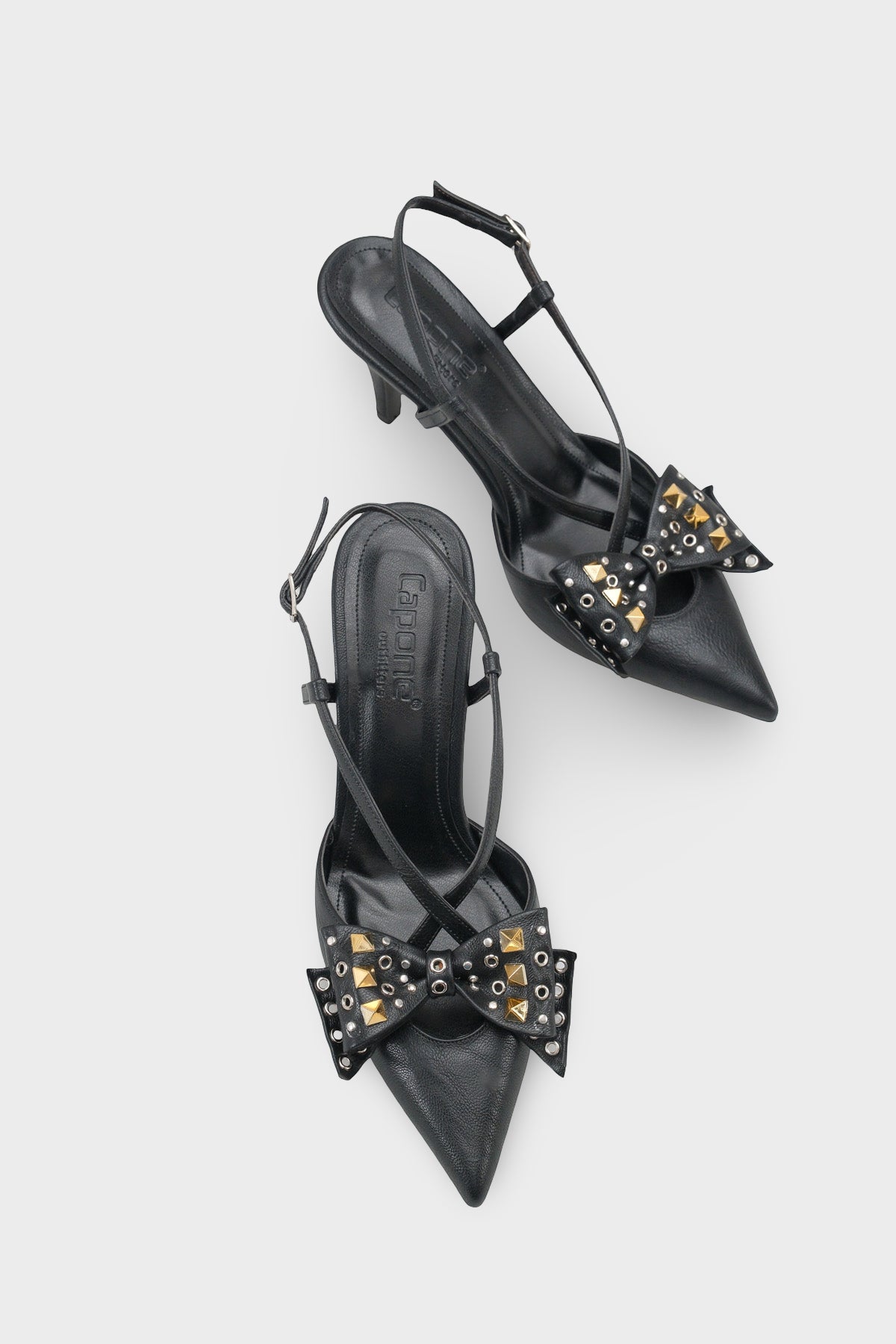 Nancie Orta Topuklu Metal Zımbalı Fiyonklu Arkası Açık Kadın Ayakkabı