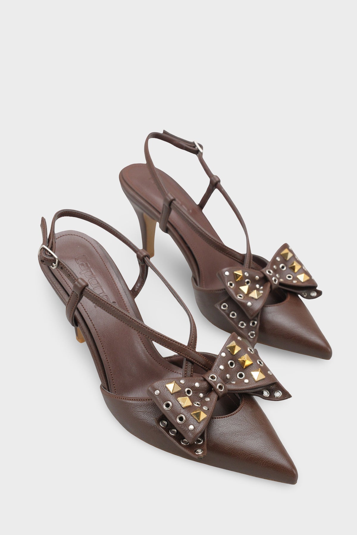 Nancie Orta Topuklu Metal Zımbalı Fiyonklu Arkası Açık Kadın Ayakkabı