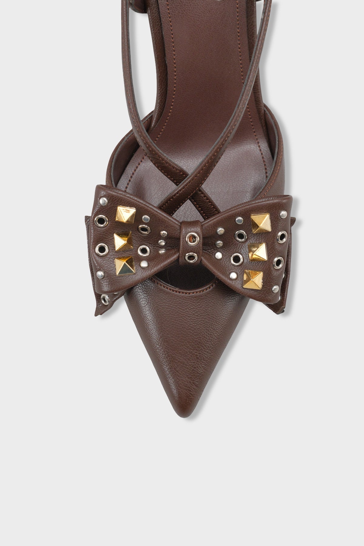 Nancie Orta Topuklu Metal Zımbalı Fiyonklu Arkası Açık Kadın Ayakkabı