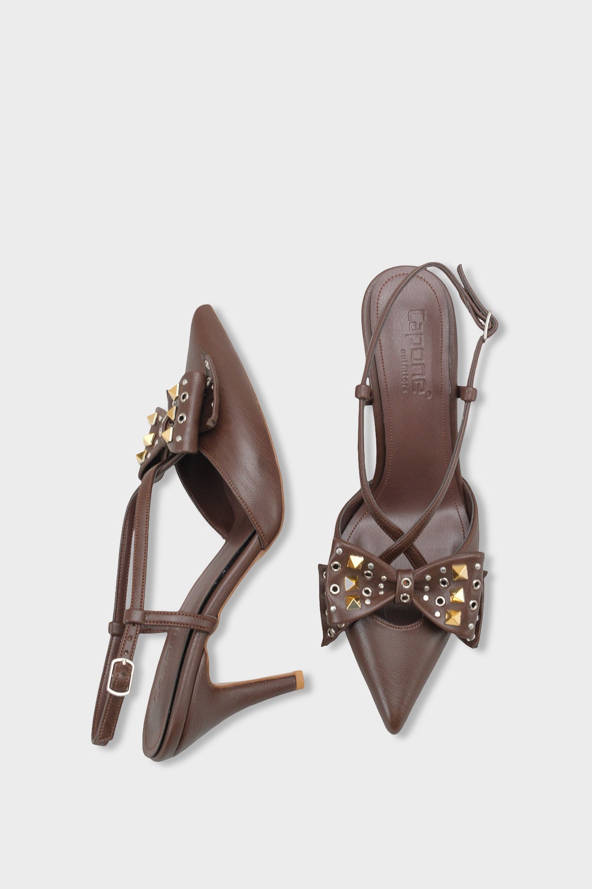 Nancie Orta Topuklu Metal Zımbalı Fiyonklu Arkası Açık Kadın Ayakkabı