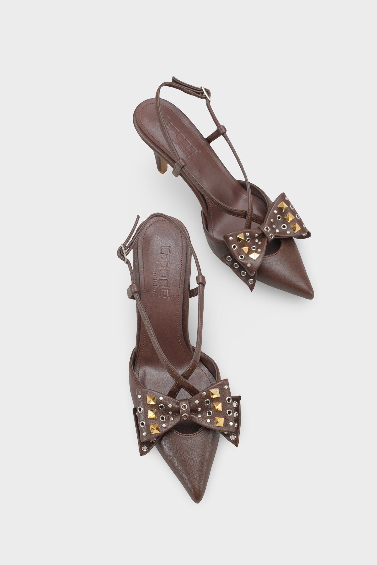 Nancie Orta Topuklu Metal Zımbalı Fiyonklu Arkası Açık Kadın Ayakkabı