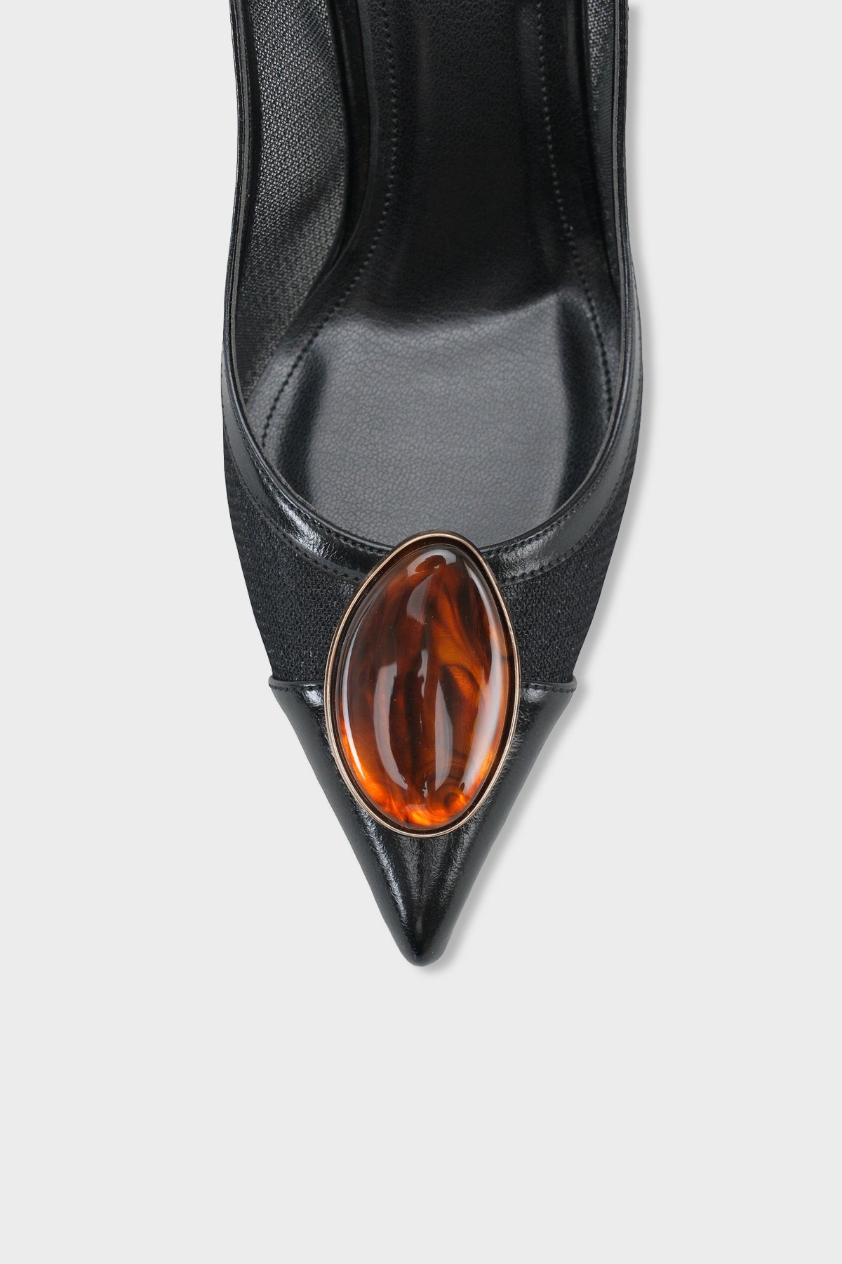 Liane Orta Topuklu Taşlı Fileli Arkası Açık Kadın Ayakkabı