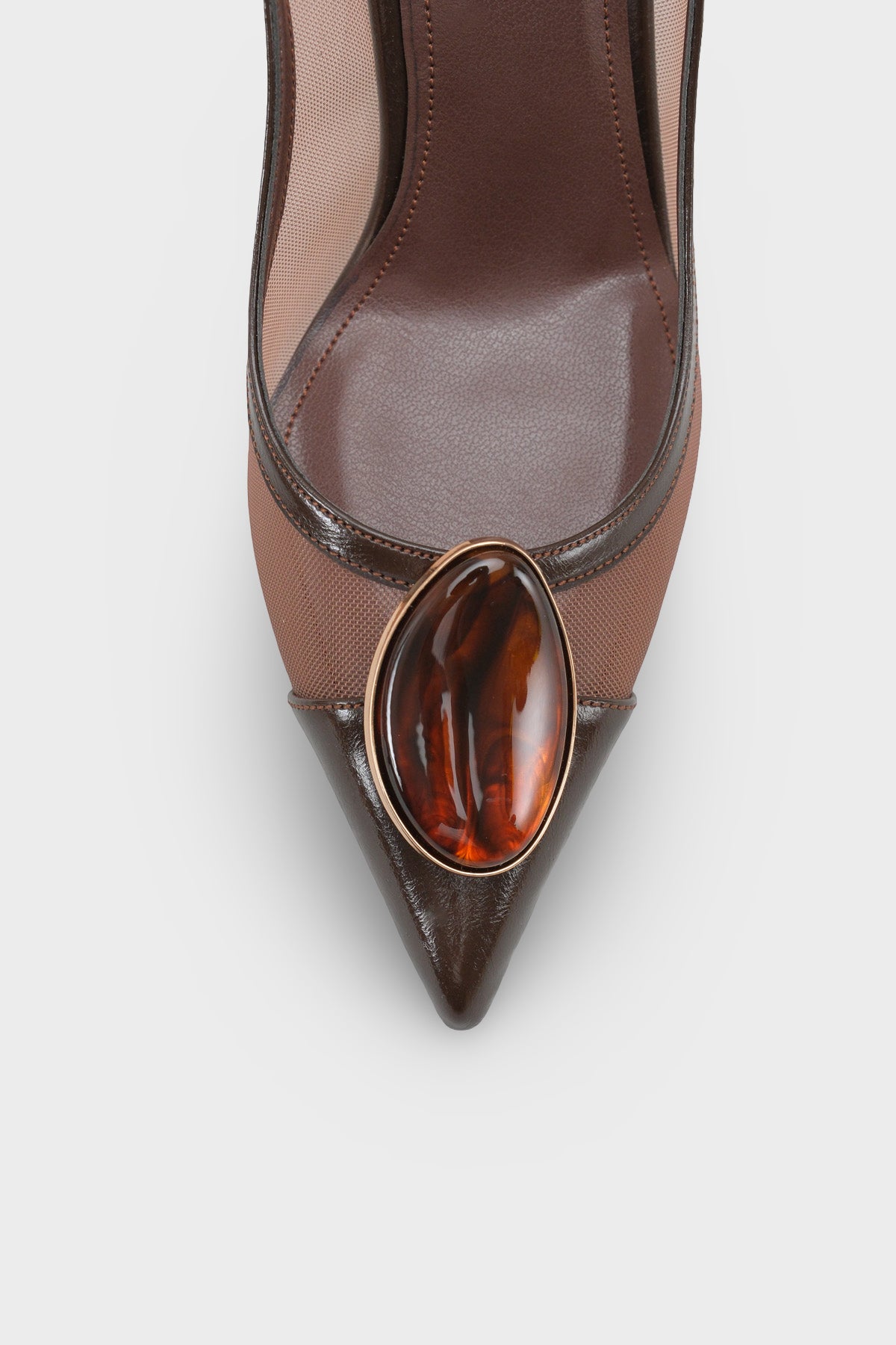 Liane Orta Topuklu Taşlı Fileli Arkası Açık Kadın Ayakkabı