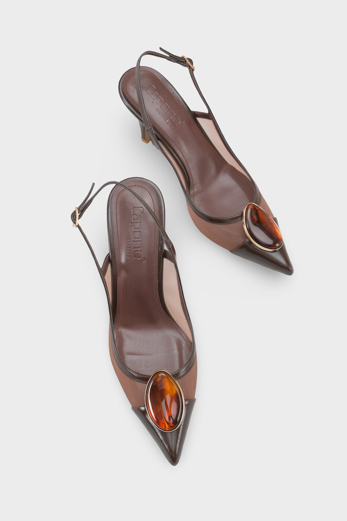 Liane Orta Topuklu Taşlı Fileli Arkası Açık Kadın Ayakkabı