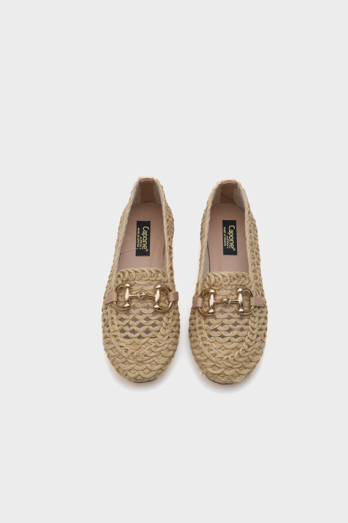 Tani Hasır Örgü Metal Tokalı Kadın Loafer