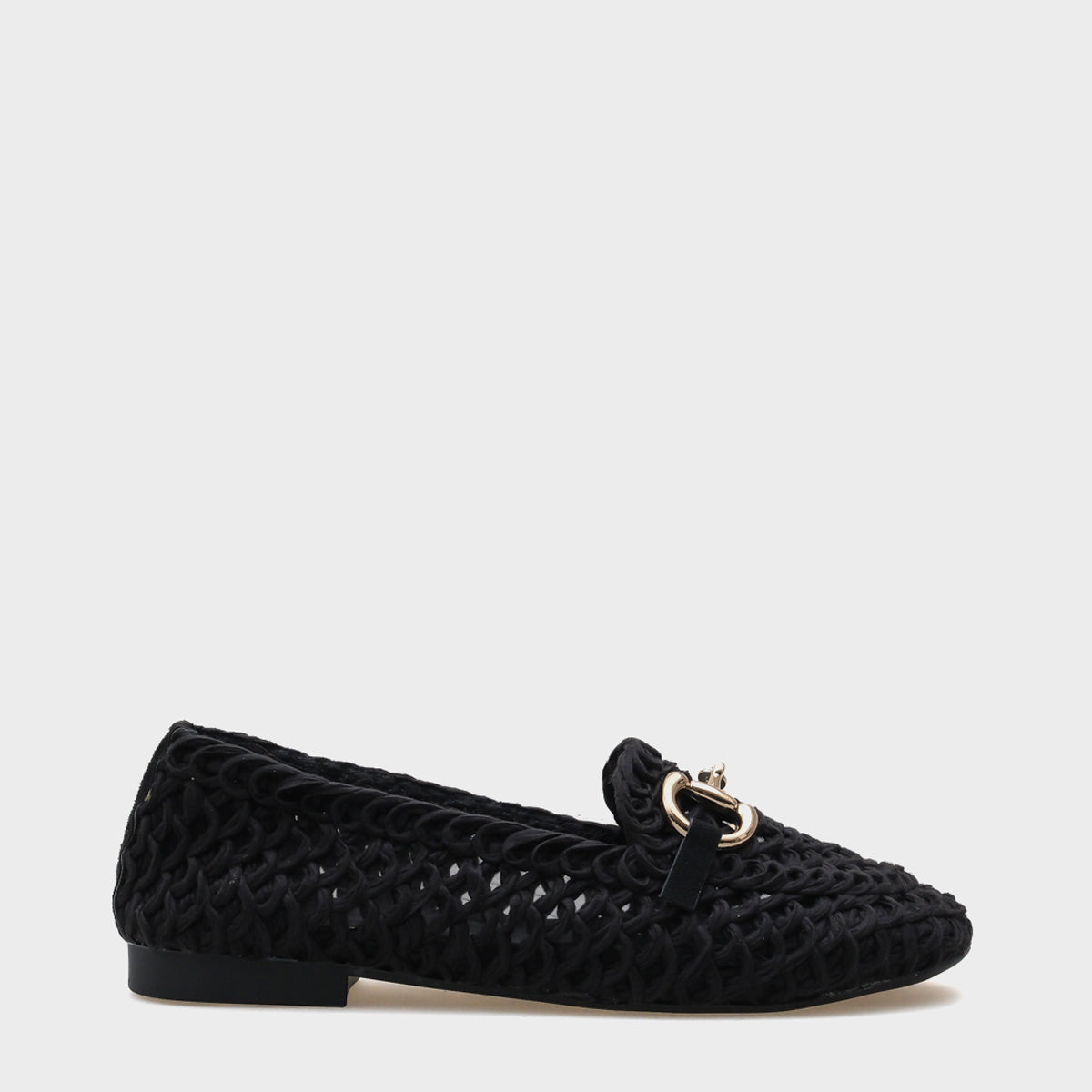 Tani Hasır Örgü Metal Tokalı Kadın Loafer