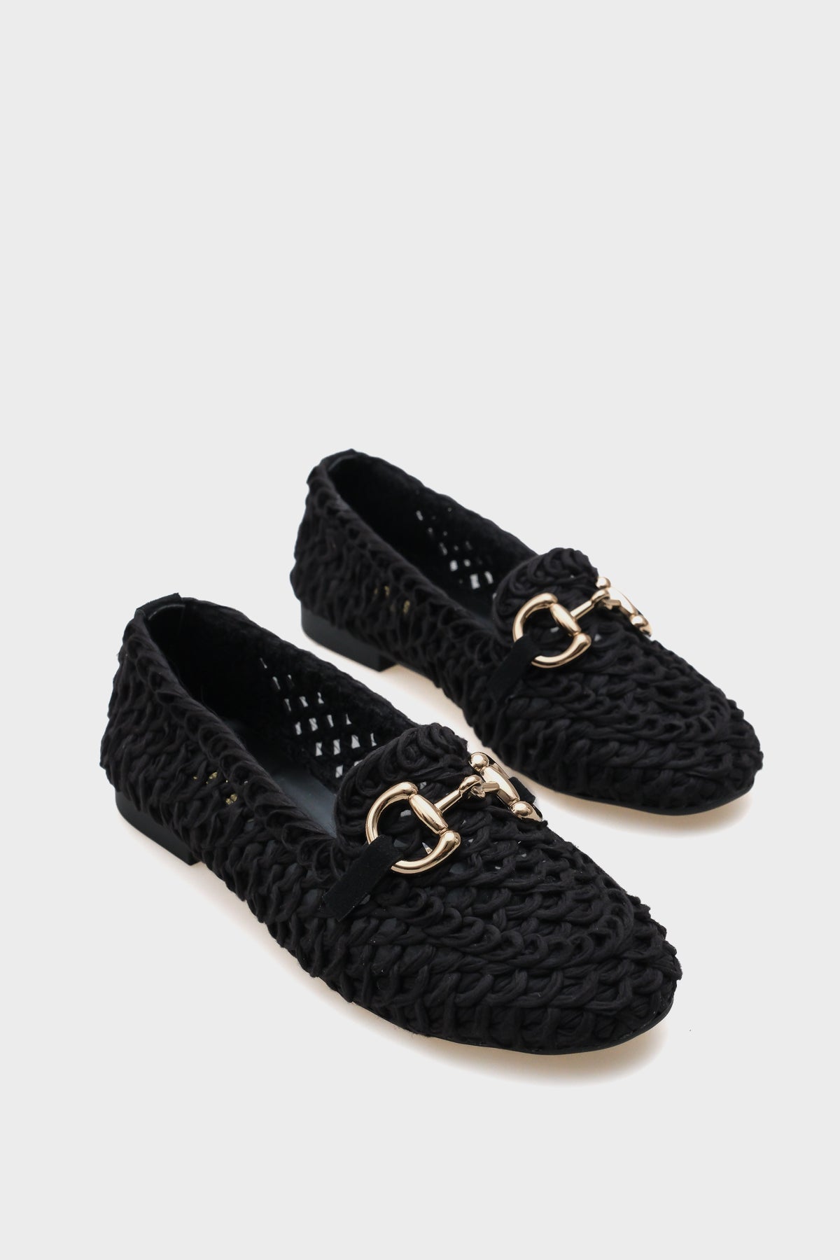 Tani Hasır Örgü Metal Tokalı Kadın Loafer