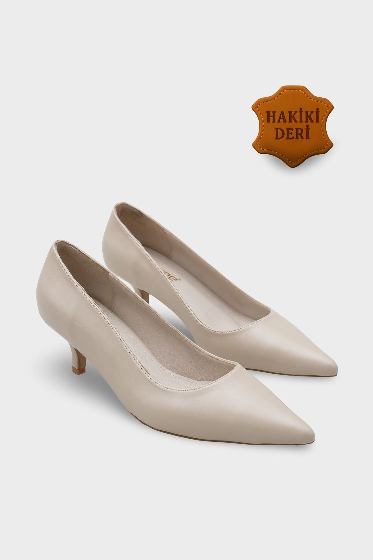Veronica Orta Topuklu Sivri Burunlu Hakiki Deri Astar Kadın Stiletto