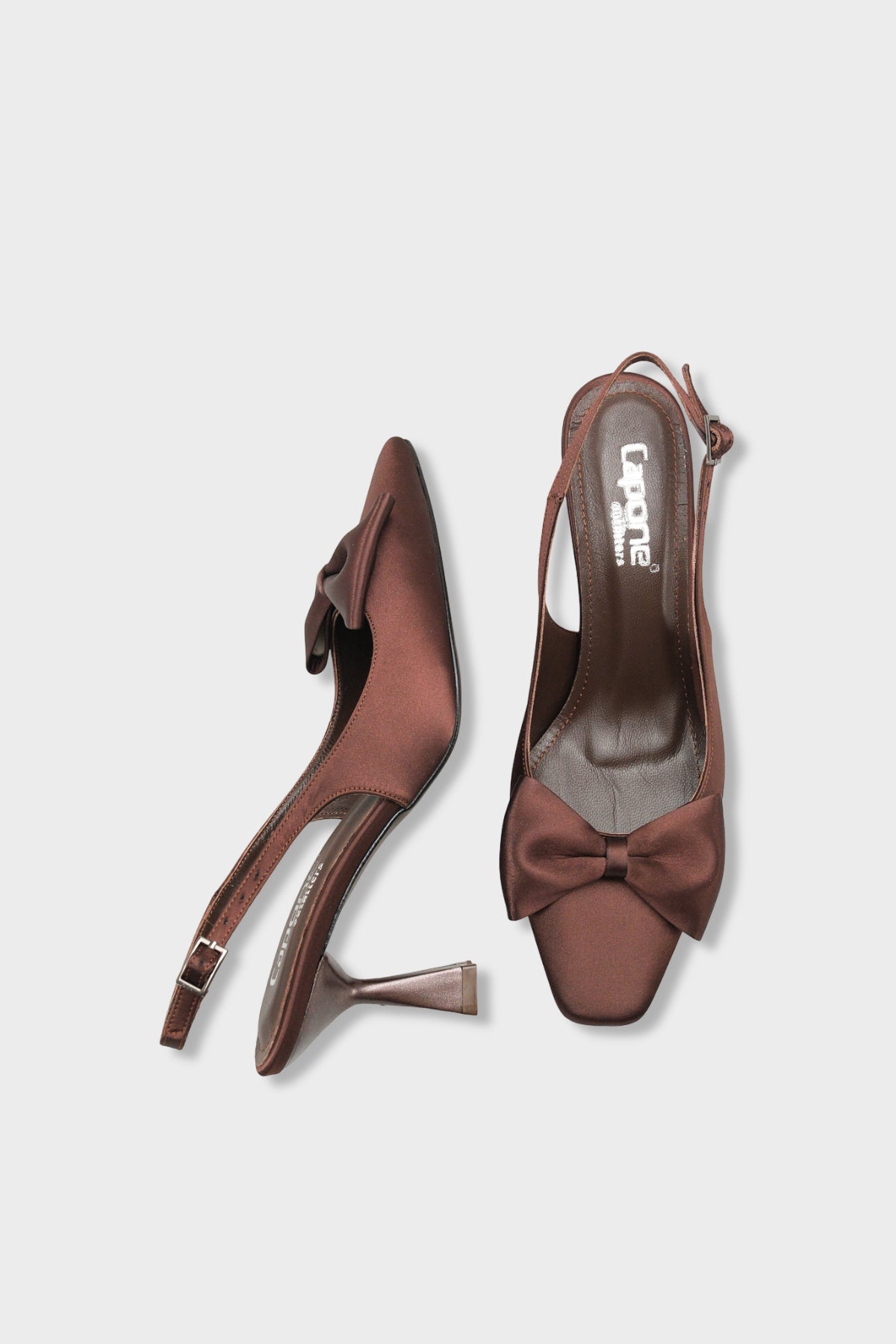 Pam Küt Sivri Burunlu Fiyonklu Arkası Açık Saten Kadın Ayakkabı