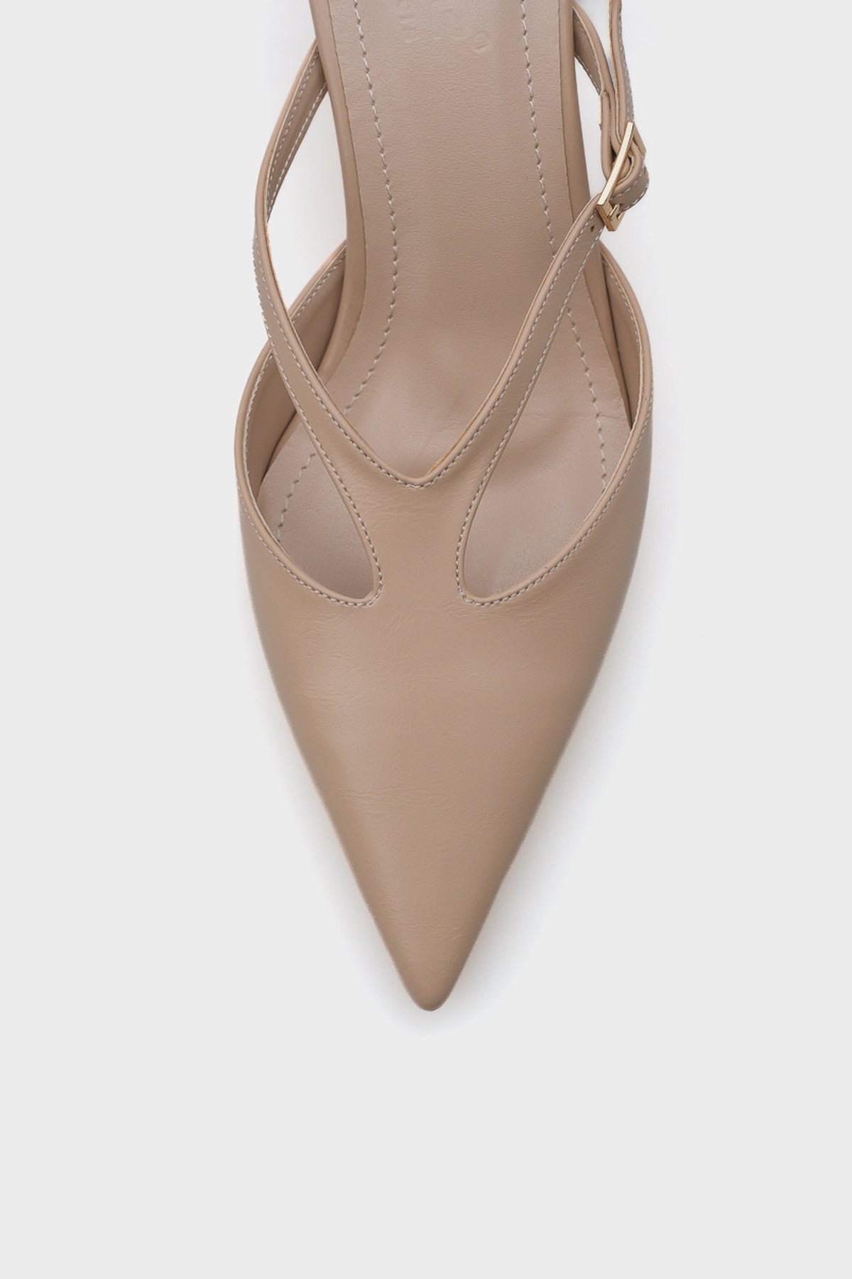 Lucie Orta Topuklu Sivri Burunlu Tokalı Kadın Burnu Kapalı Terlik