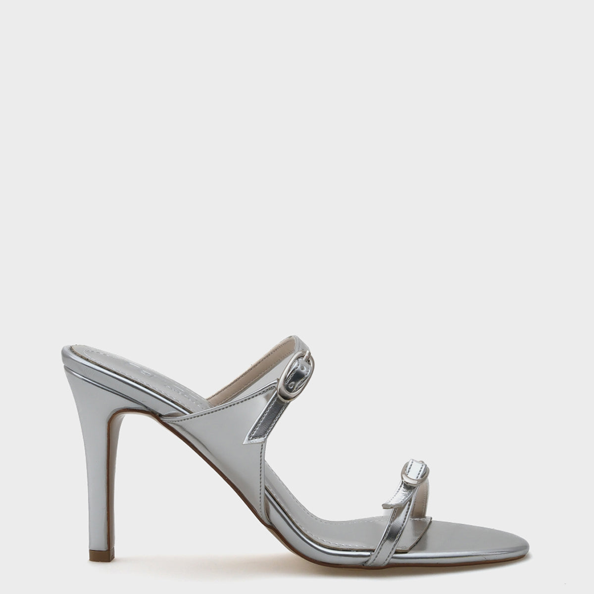 Lucky Topuklu Çift Bantlı Metalik Kadın Şık Terlik