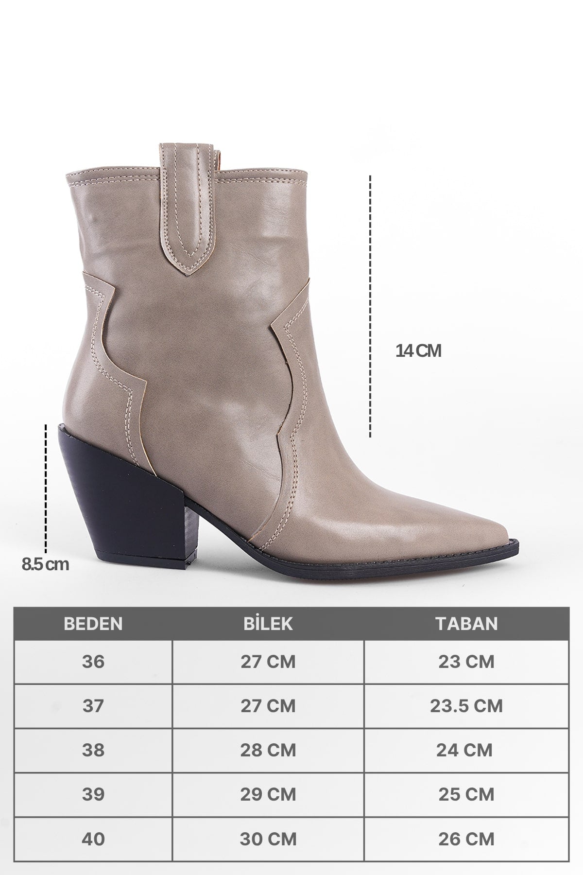 Tiffani Sivri Burunlu Yandan Çekmeli Hakiki Deri Kadın Kovboy Bot