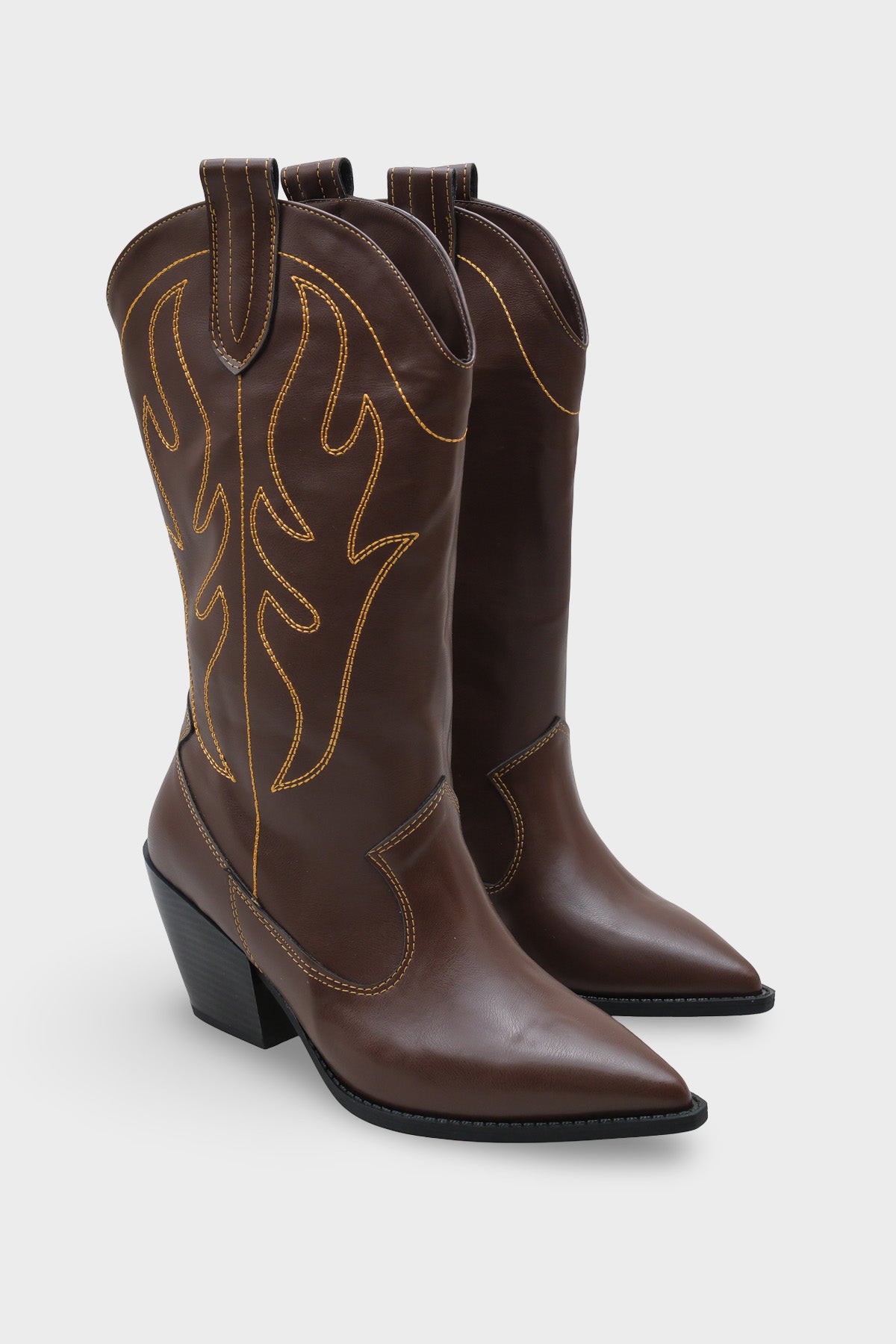 Malina  Sivri Burunlu Nakışlı Kadın Kovboy Çizme