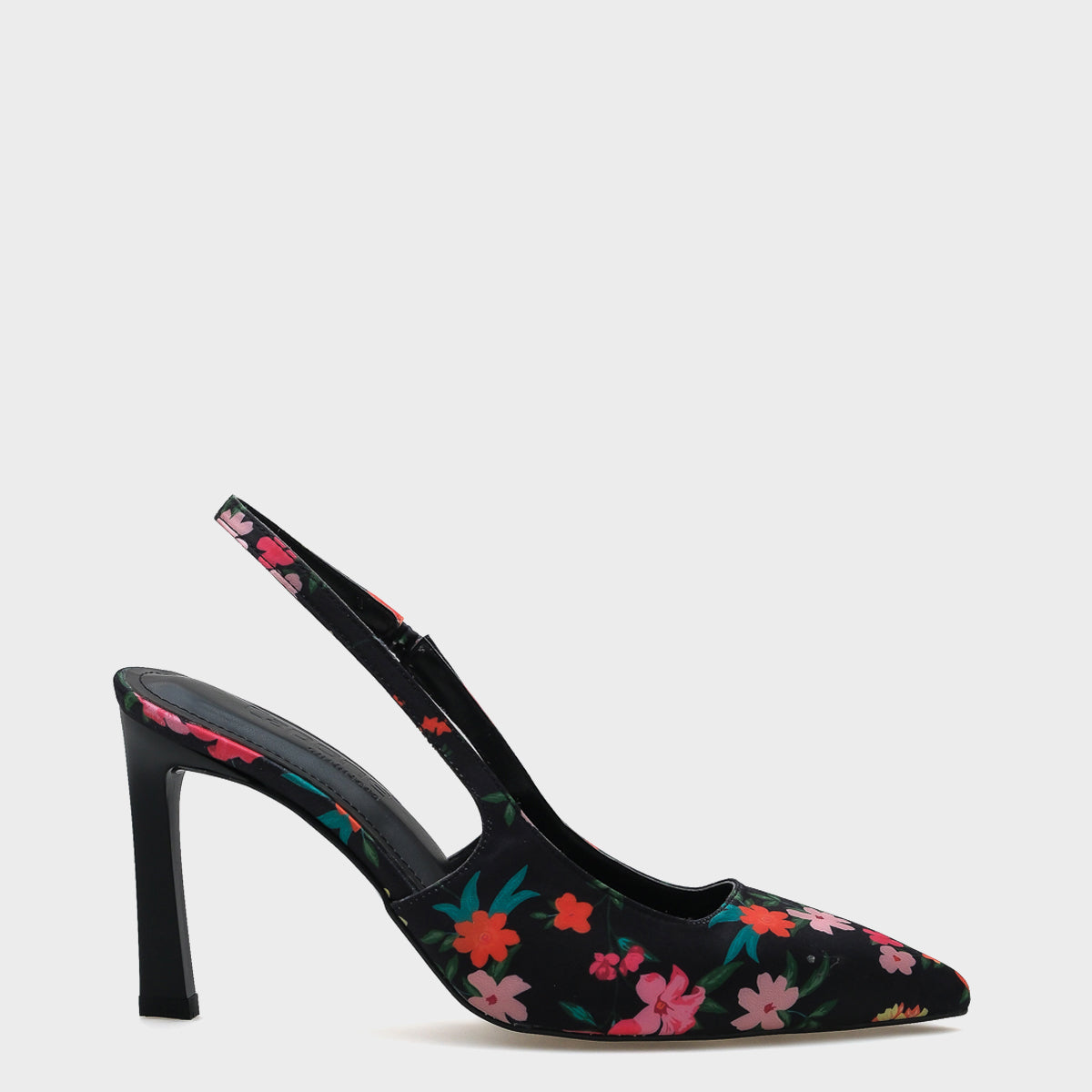 Rebeca Arkası Açık Sivri Burunlu Yüksek Topuklu Çiçek Desenli Kadın Ayakkabı