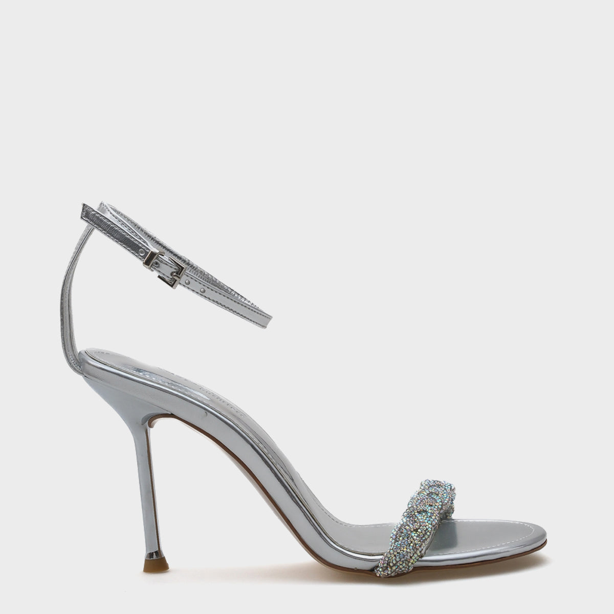 Daisey Topuklu Taşlı Bantlı Bilekten Bantlı Metalik Şık Kadın Sandalet