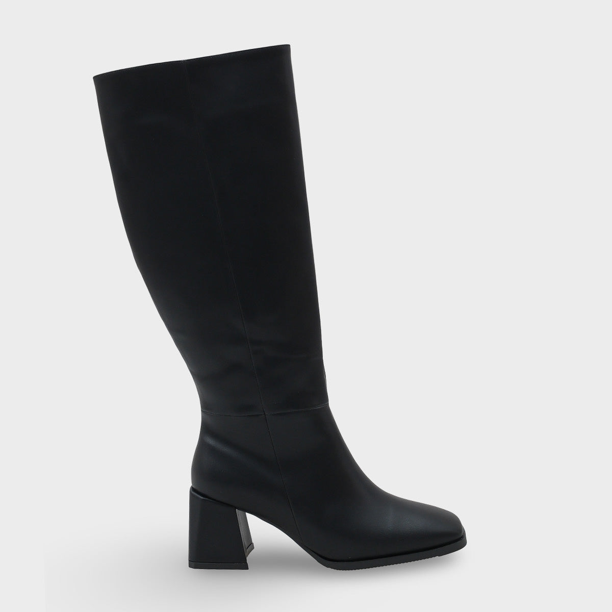 Merilyn  Küt Burunlu Kalın Orta Topuklu Fermuarlı Uzun Kadın Çizme