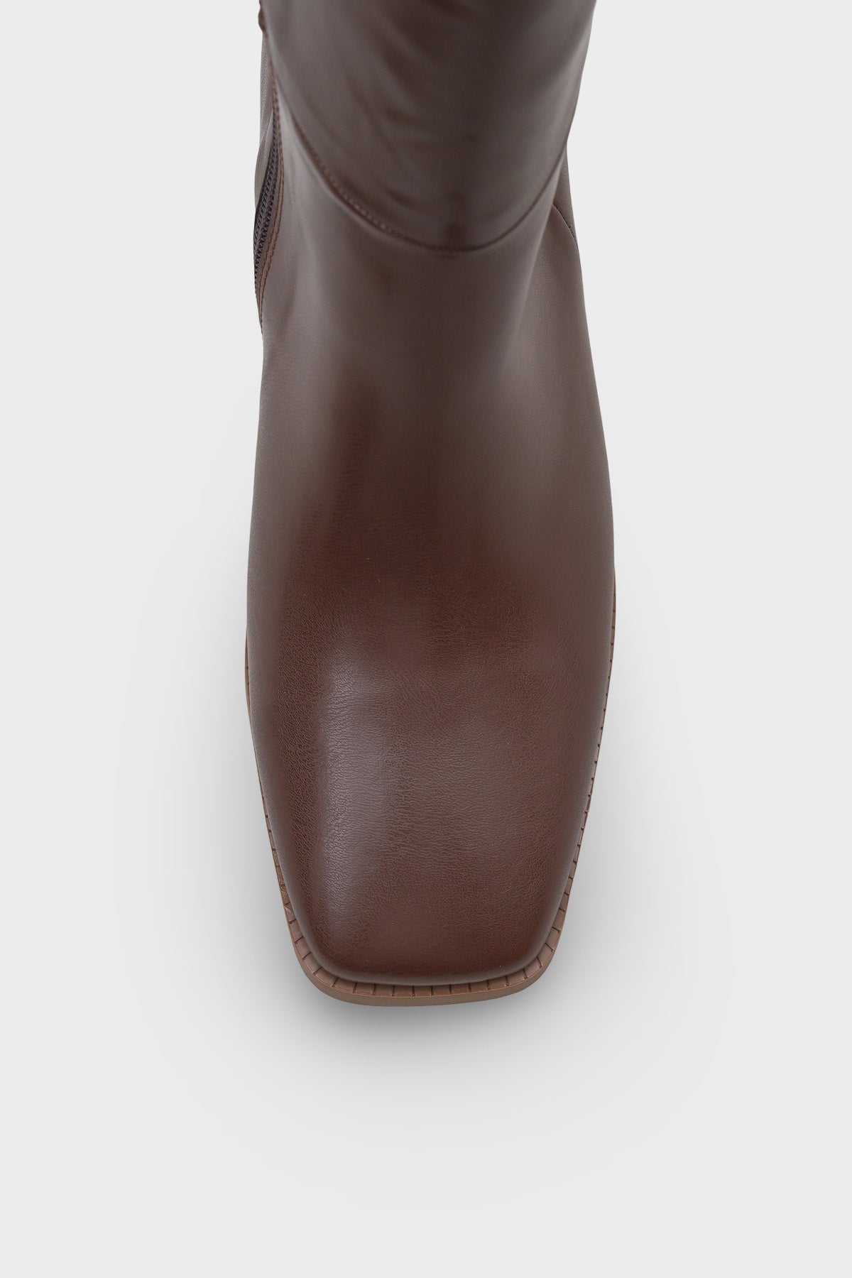 Merilyn  Küt Burunlu Kalın Orta Topuklu Fermuarlı Uzun Kadın Çizme