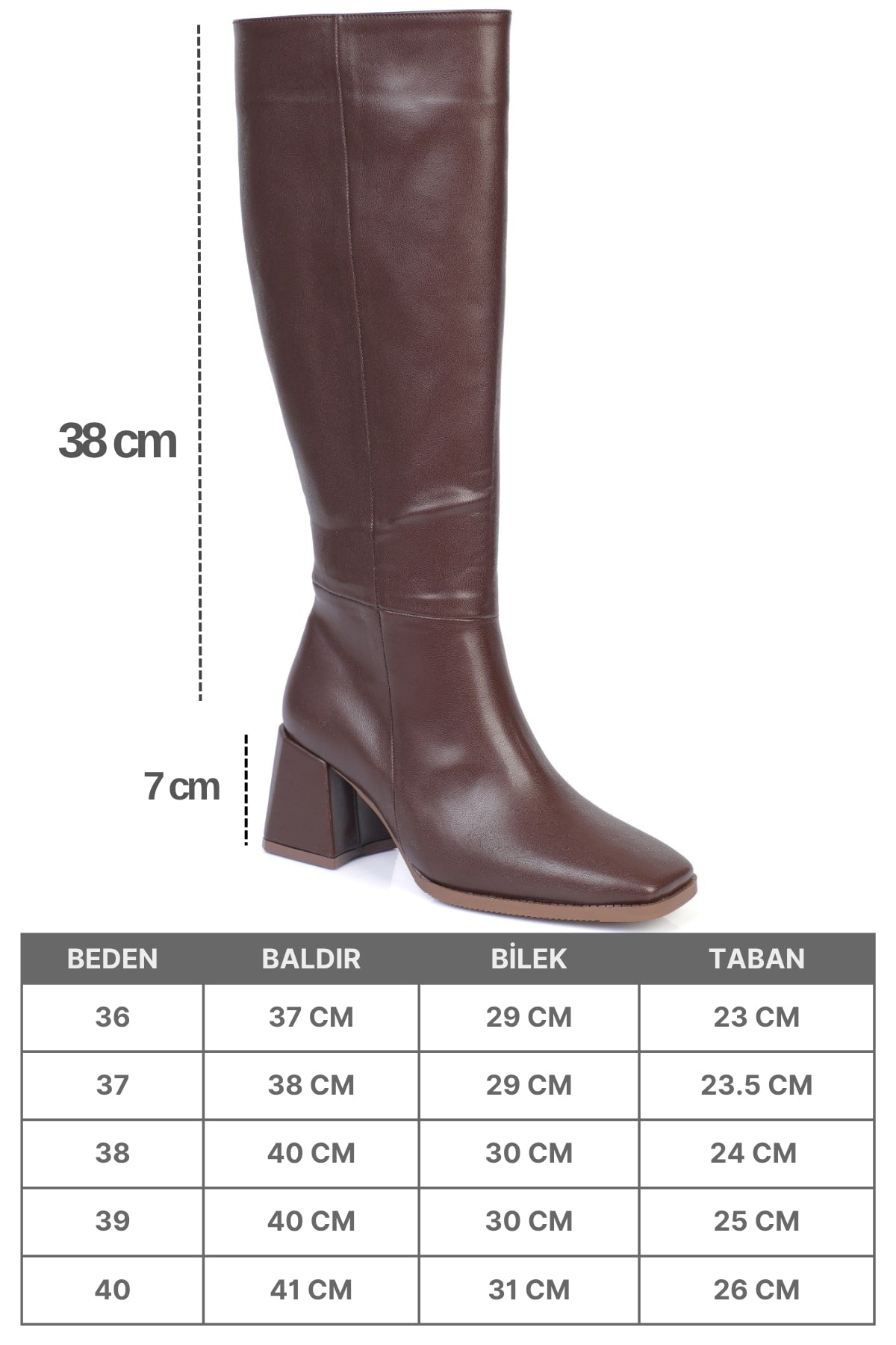 Merilyn  Küt Burunlu Kalın Orta Topuklu Fermuarlı Uzun Kadın Çizme