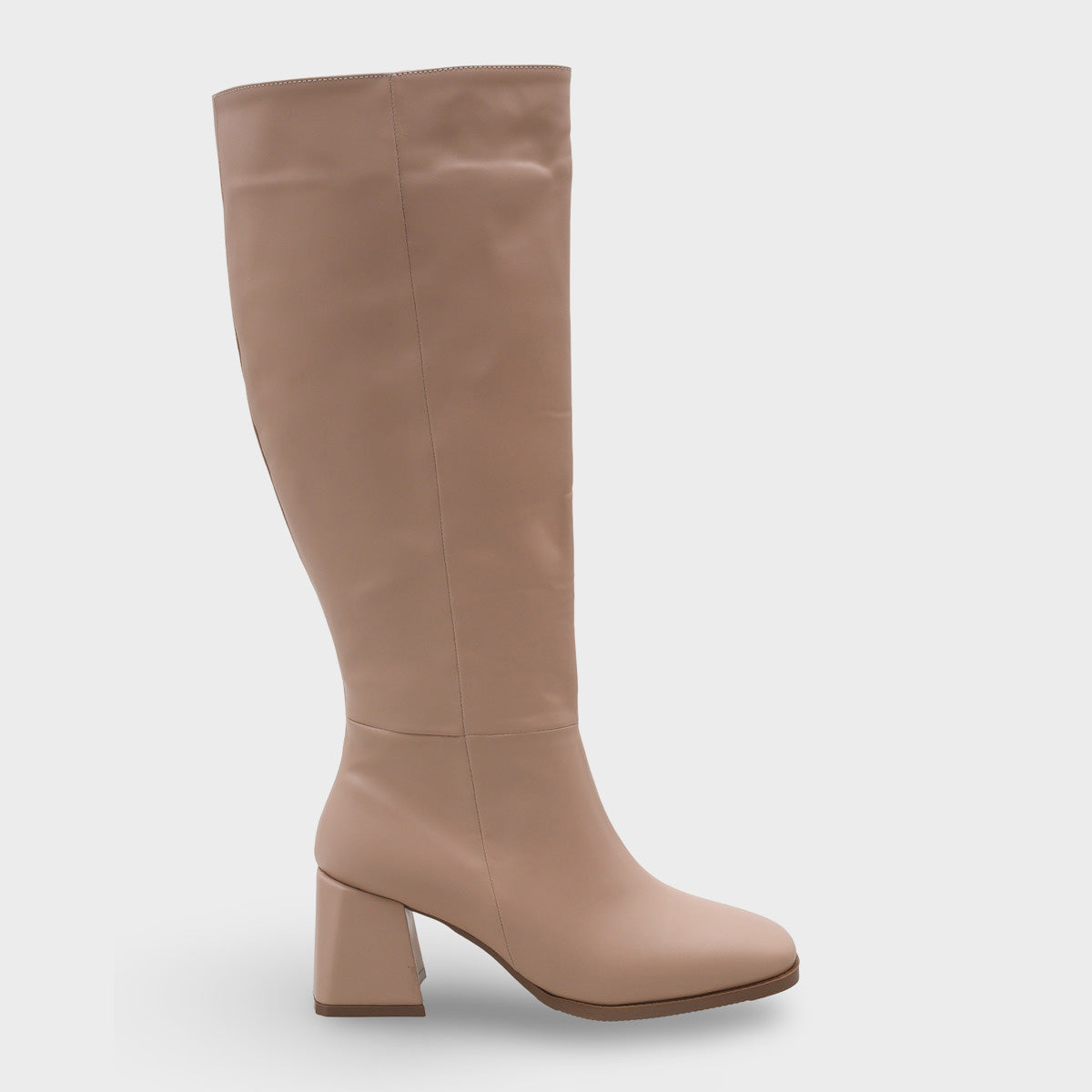 Merilyn  Küt Burunlu Kalın Orta Topuklu Fermuarlı Uzun Kadın Çizme