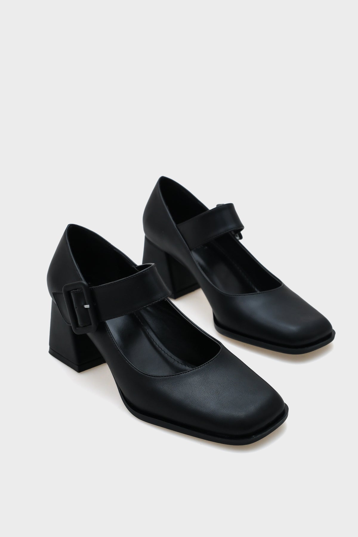 Cilt Küt Burunlu Mary Jane Orta Topuklu Kadın Ayakkabı