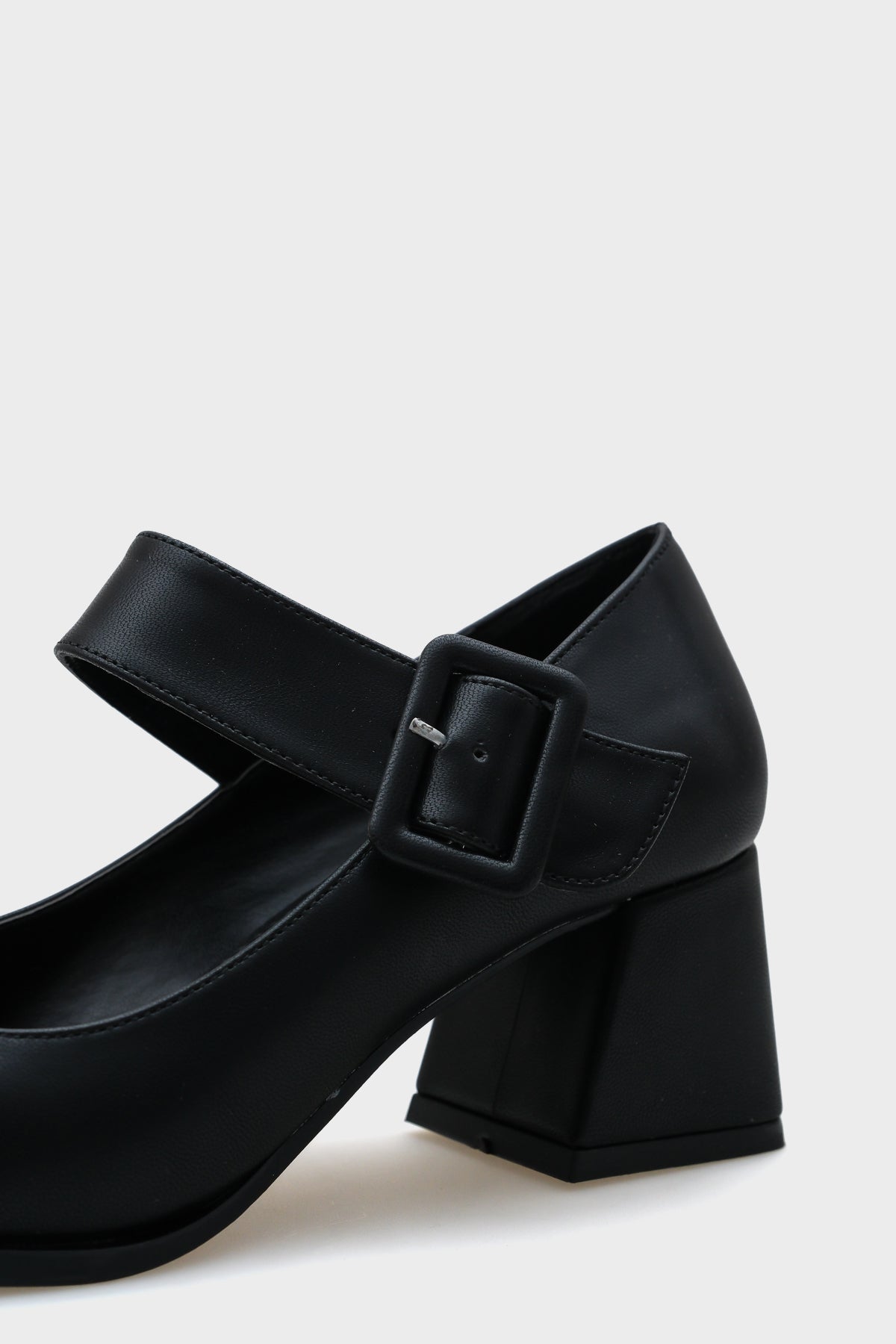 Cilt Küt Burunlu Mary Jane Orta Topuklu Kadın Ayakkabı