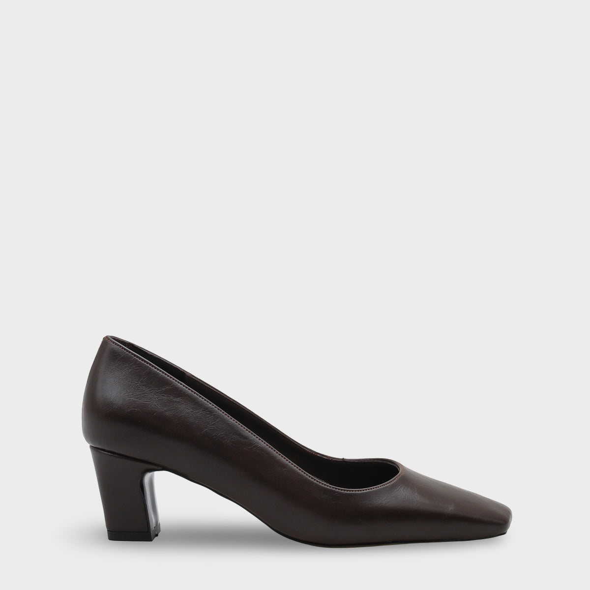 Janie Orta Boy Topuklu Küt Burunlu Hakiki Deri Astarlı Kadın Ayakkabı