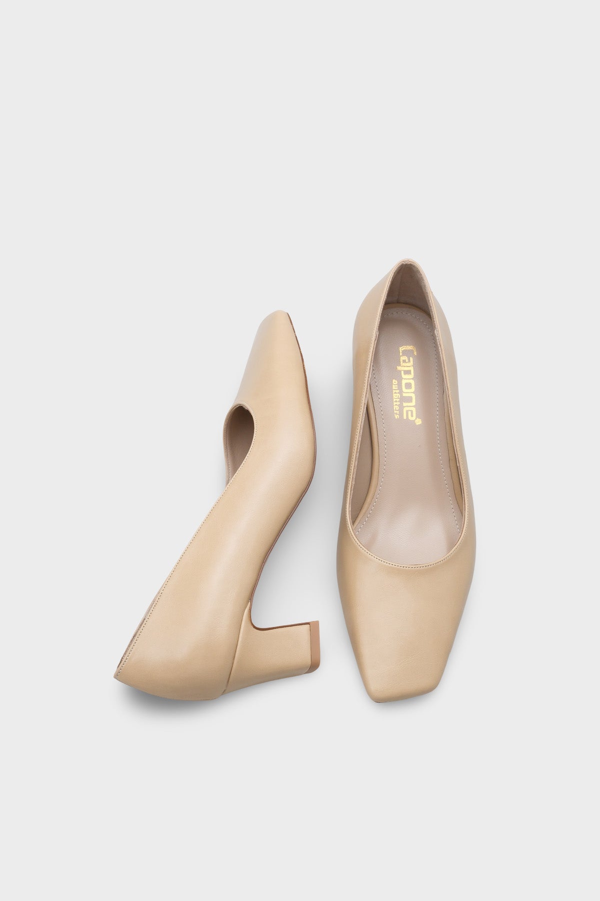 Janie Orta Boy Topuklu Küt Burunlu Hakiki Deri Astarlı Kadın Ayakkabı